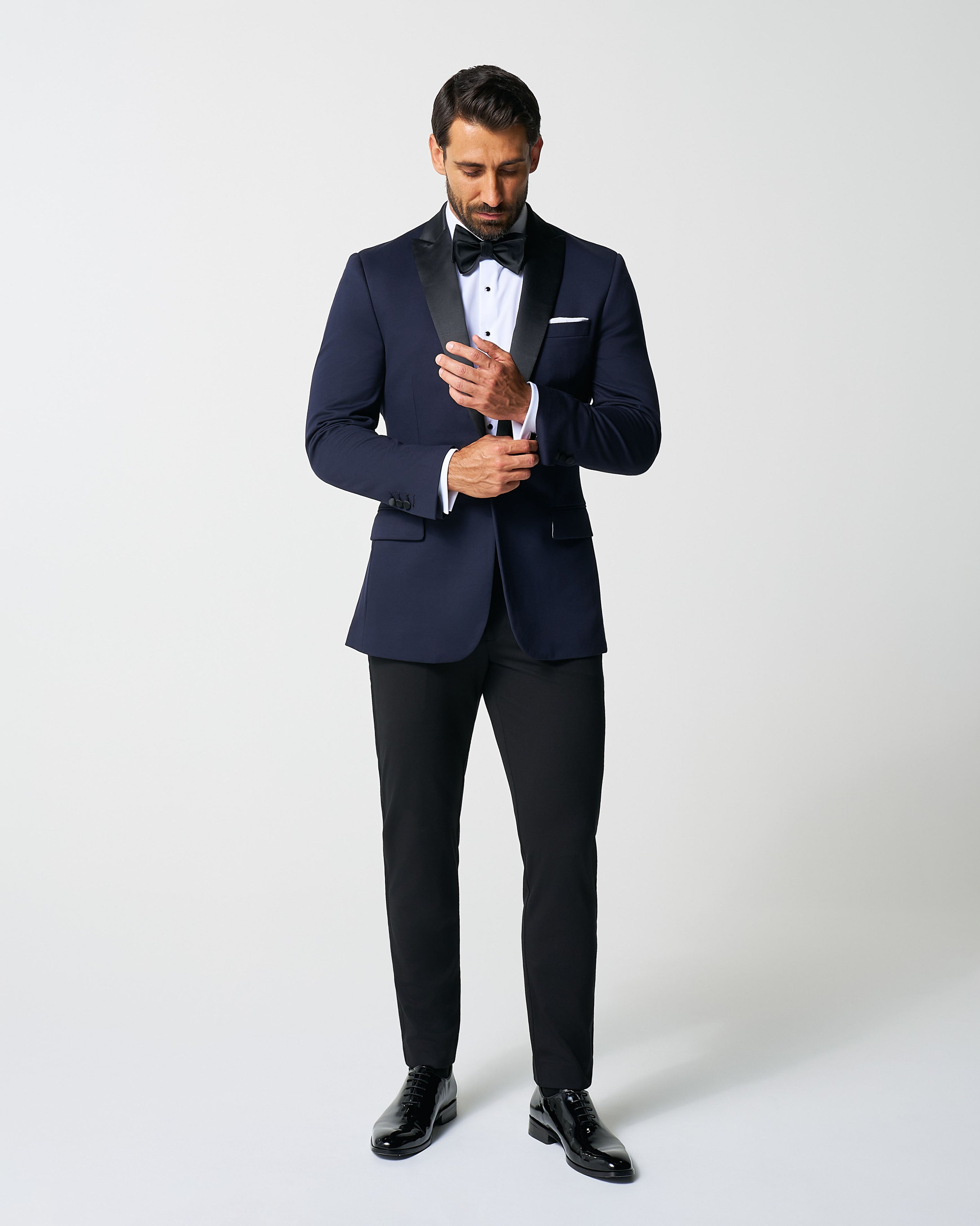 Athletic Fit Stretch Tuxedo - Navy with Peak Lapel