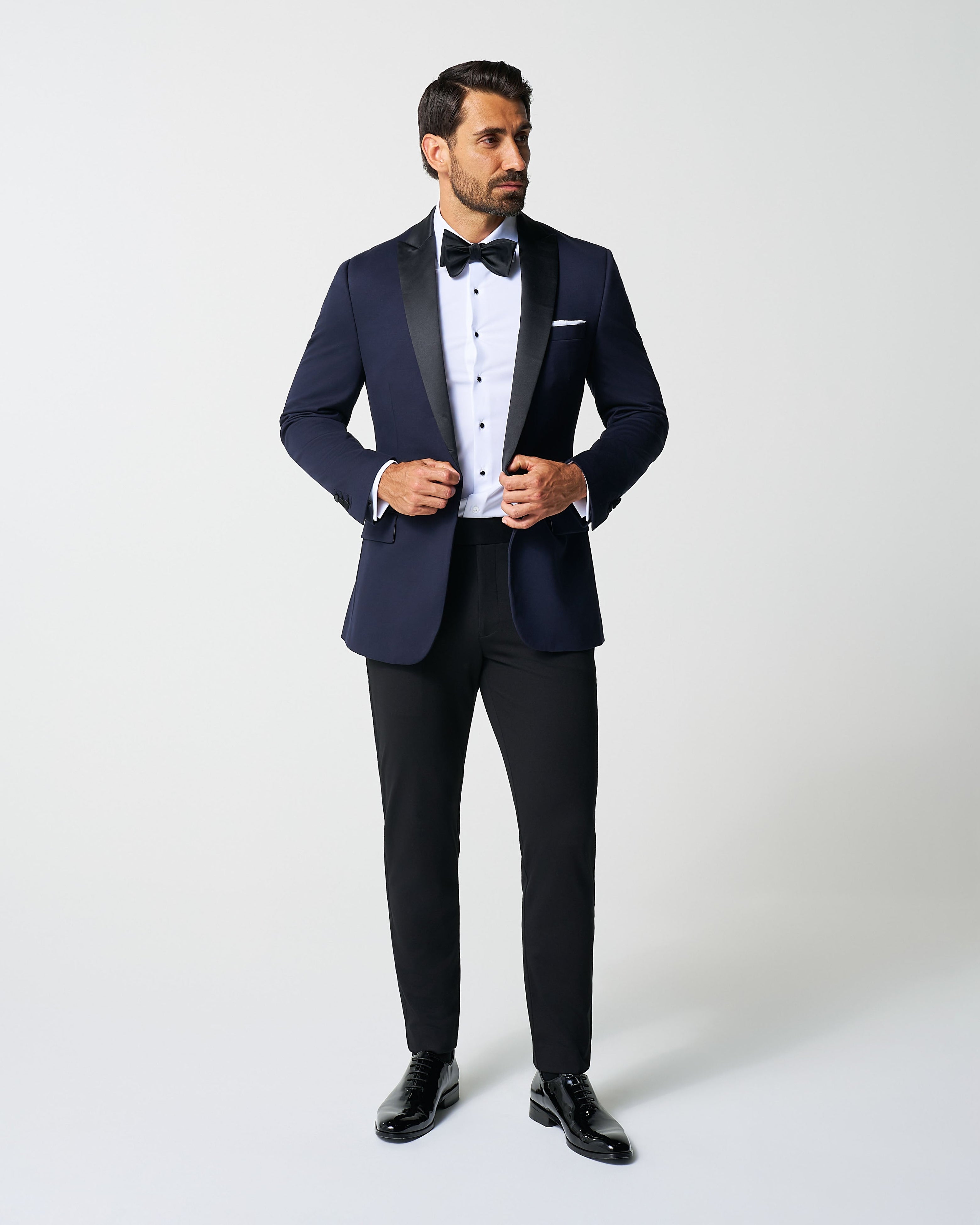 Athletic Fit Stretch Tuxedo - Navy with Peak Lapel