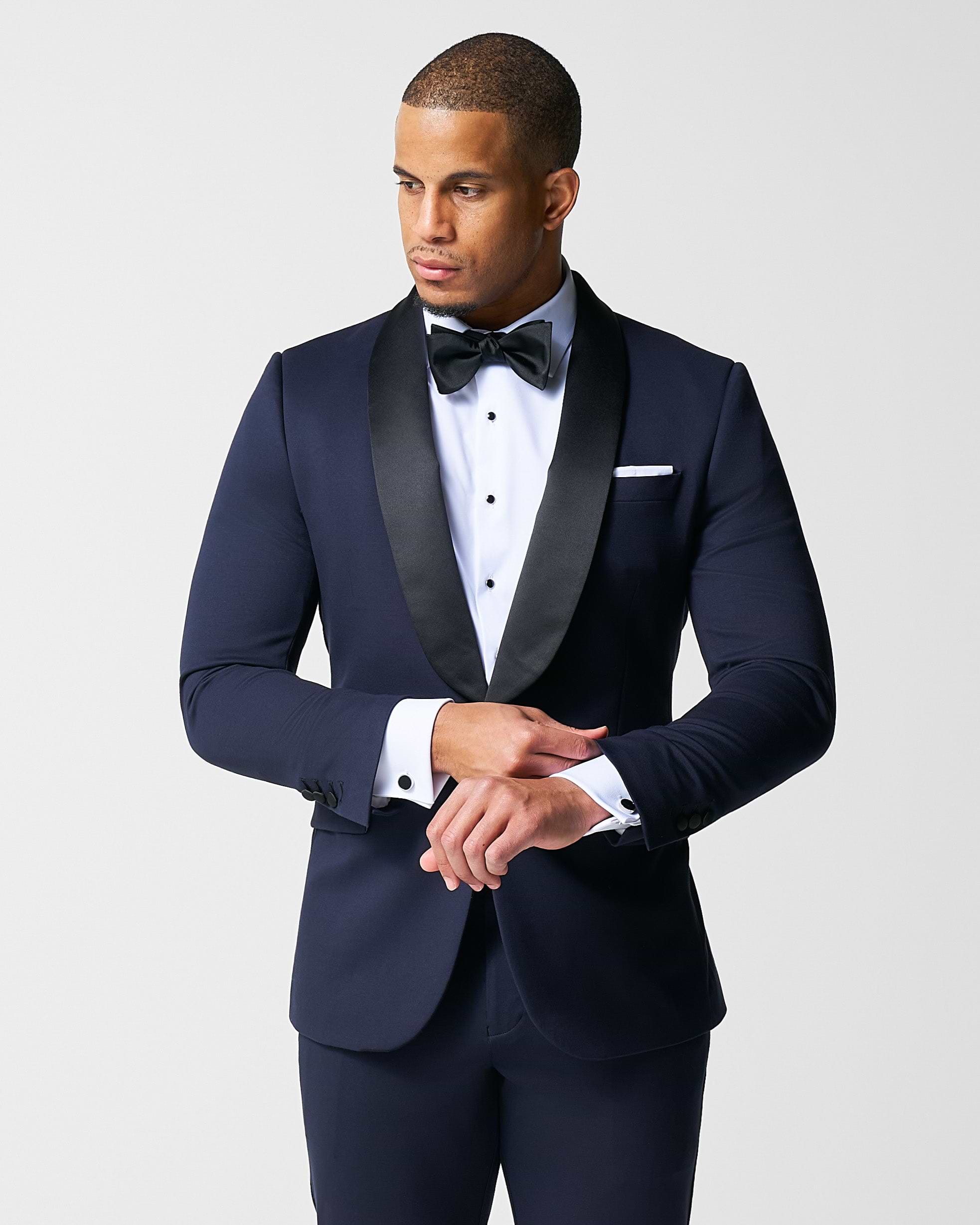 Athletic Fit Stretch Tuxedo - Navy with Shawl Lapel