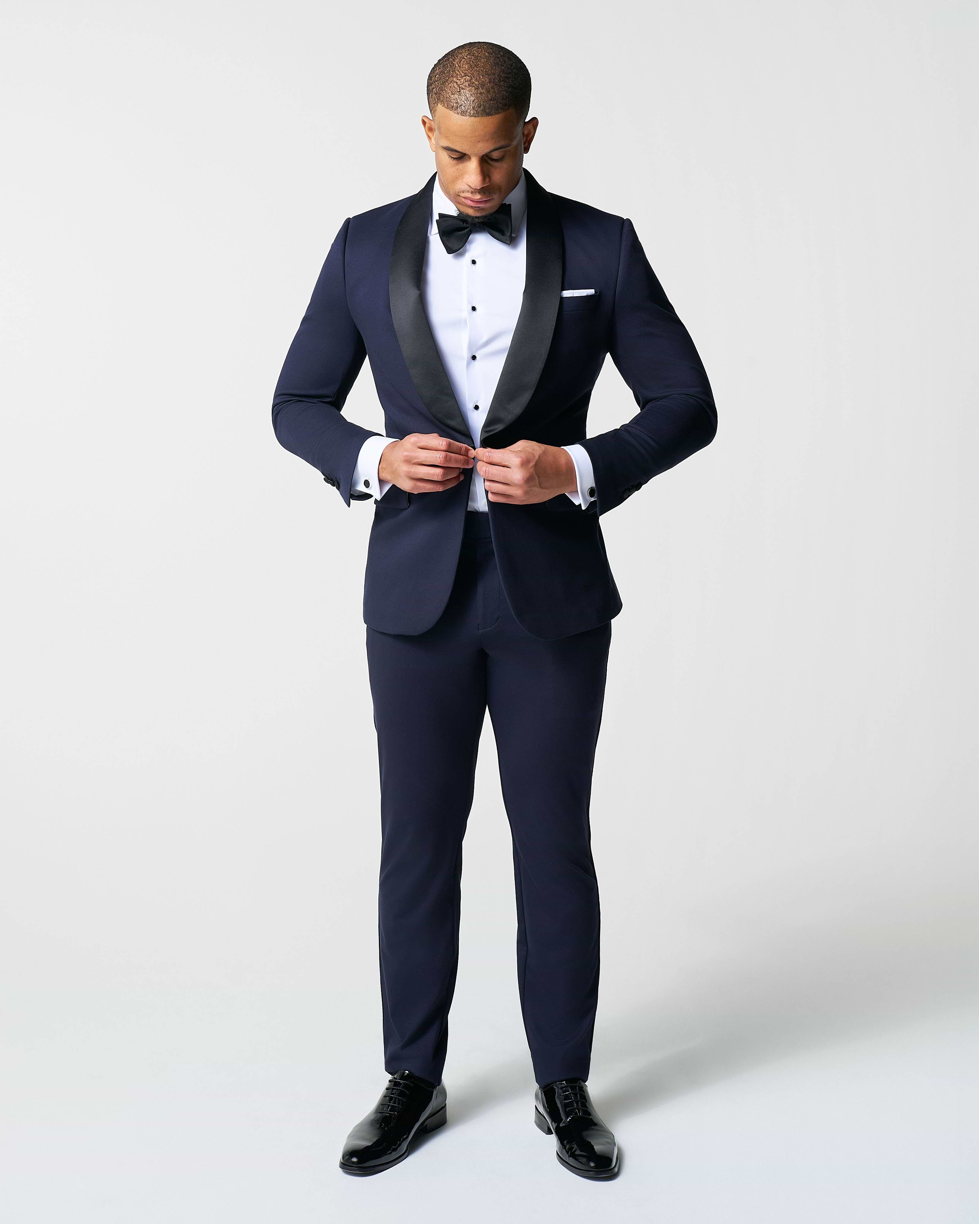 Athletic Fit Stretch Tuxedo - Navy with Shawl Lapel