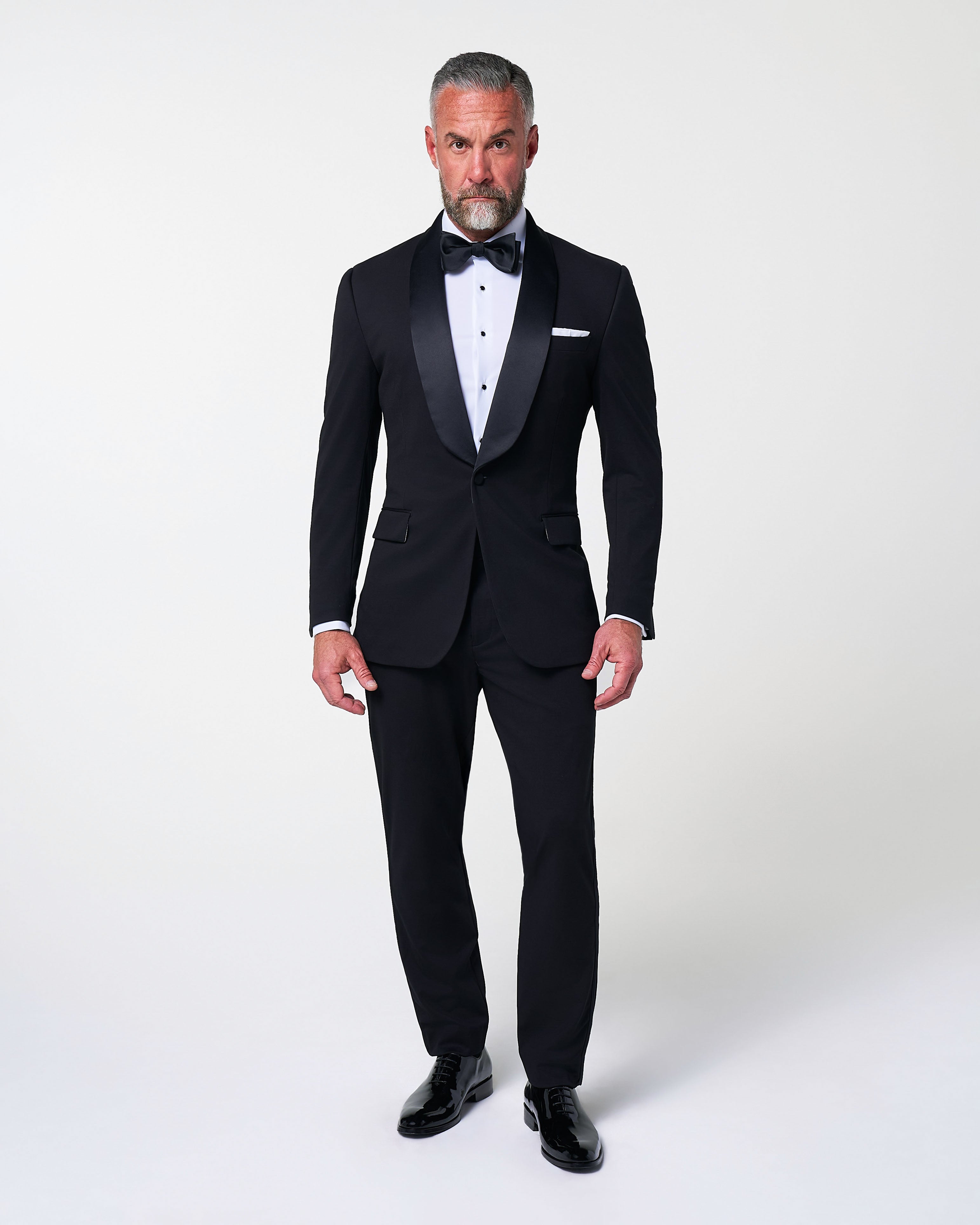 Athletic Fit Stretch Tuxedo - Black with Shawl Lapel