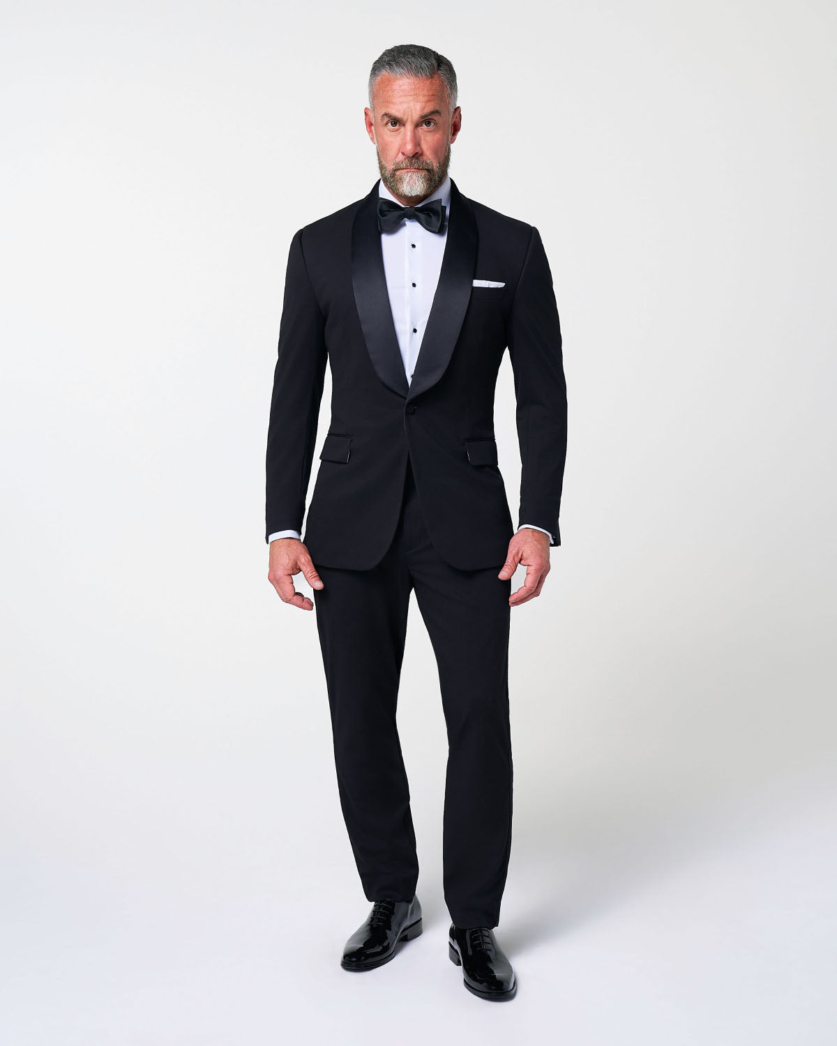 Athletic Fit Stretch Tuxedo Jacket - Black with Shawl Lapel