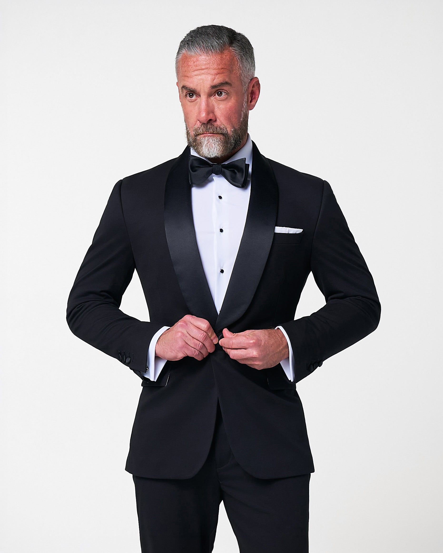 Athletic Fit Stretch Tuxedo Jacket - Black with Shawl Lapel