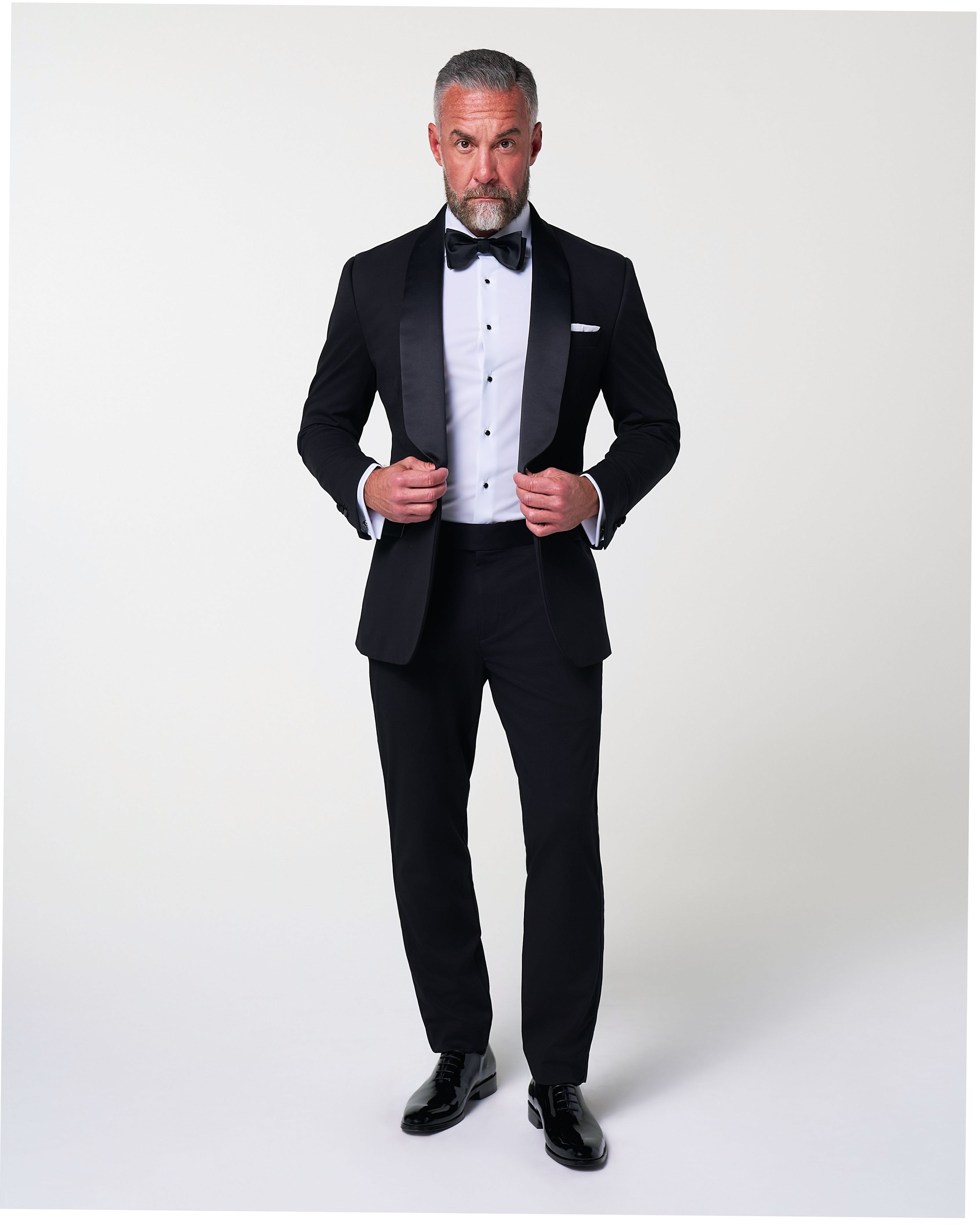 Athletic Fit Stretch Tuxedo - Black with Shawl Lapel
