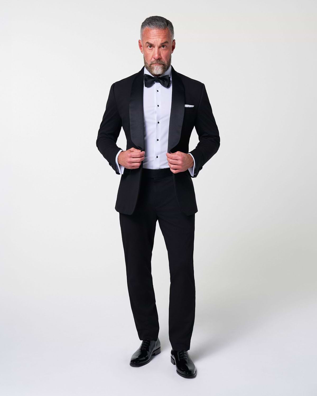 Athletic Fit Stretch Tuxedo - Black with Shawl Lapel
