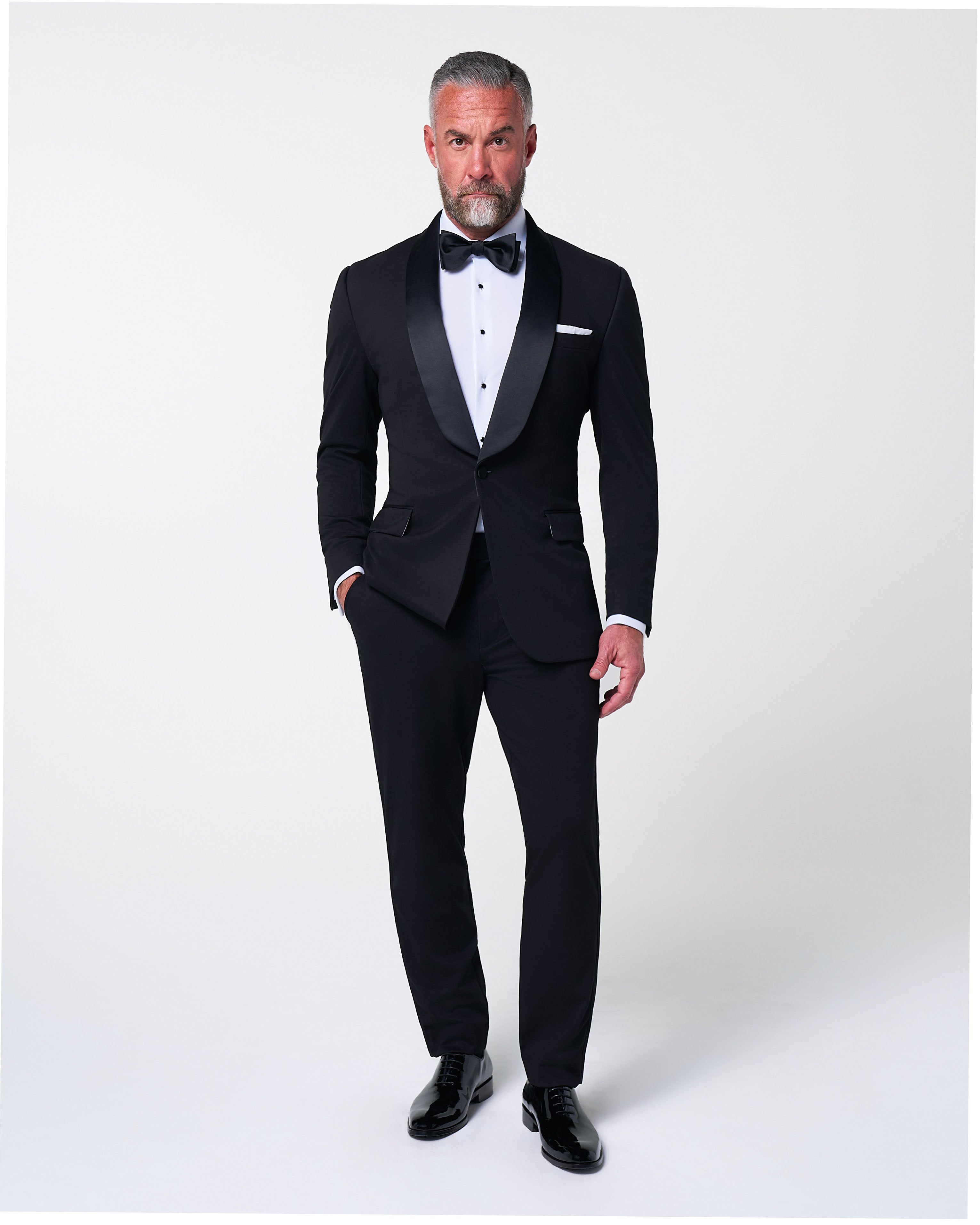 Athletic Fit Stretch Tuxedo - Black with Shawl Lapel