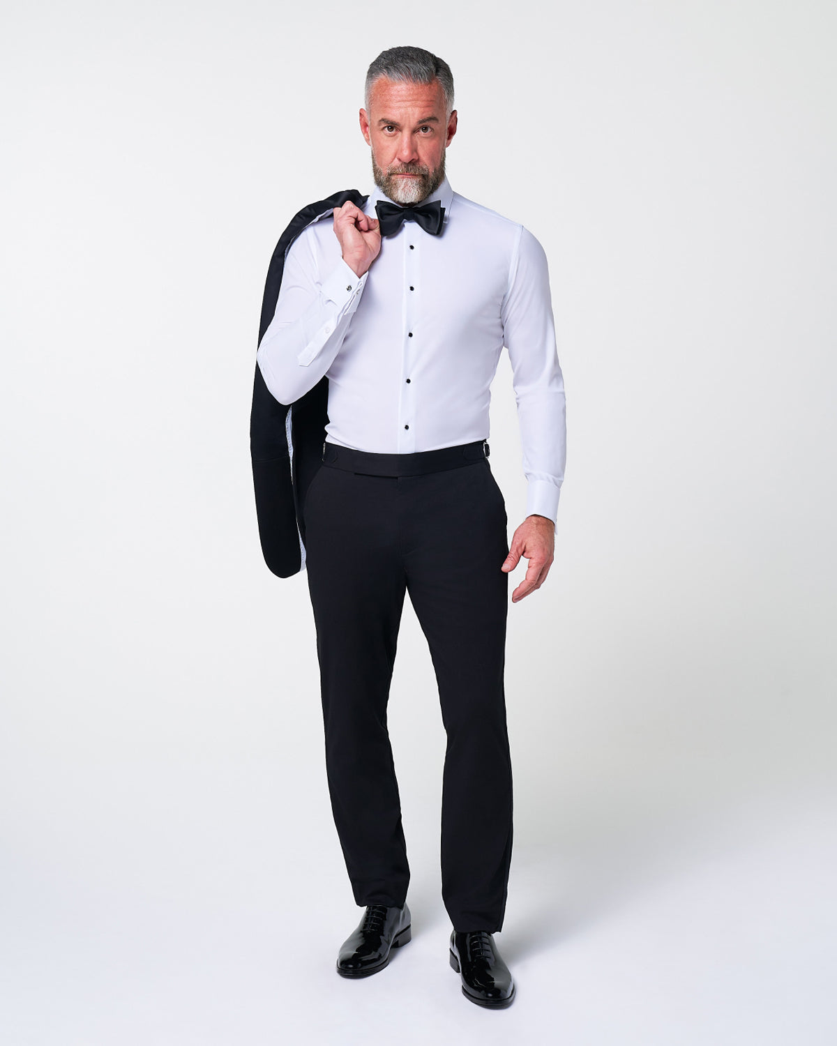 Athletic Fit Stretch Tuxedo - Black with Shawl Lapel