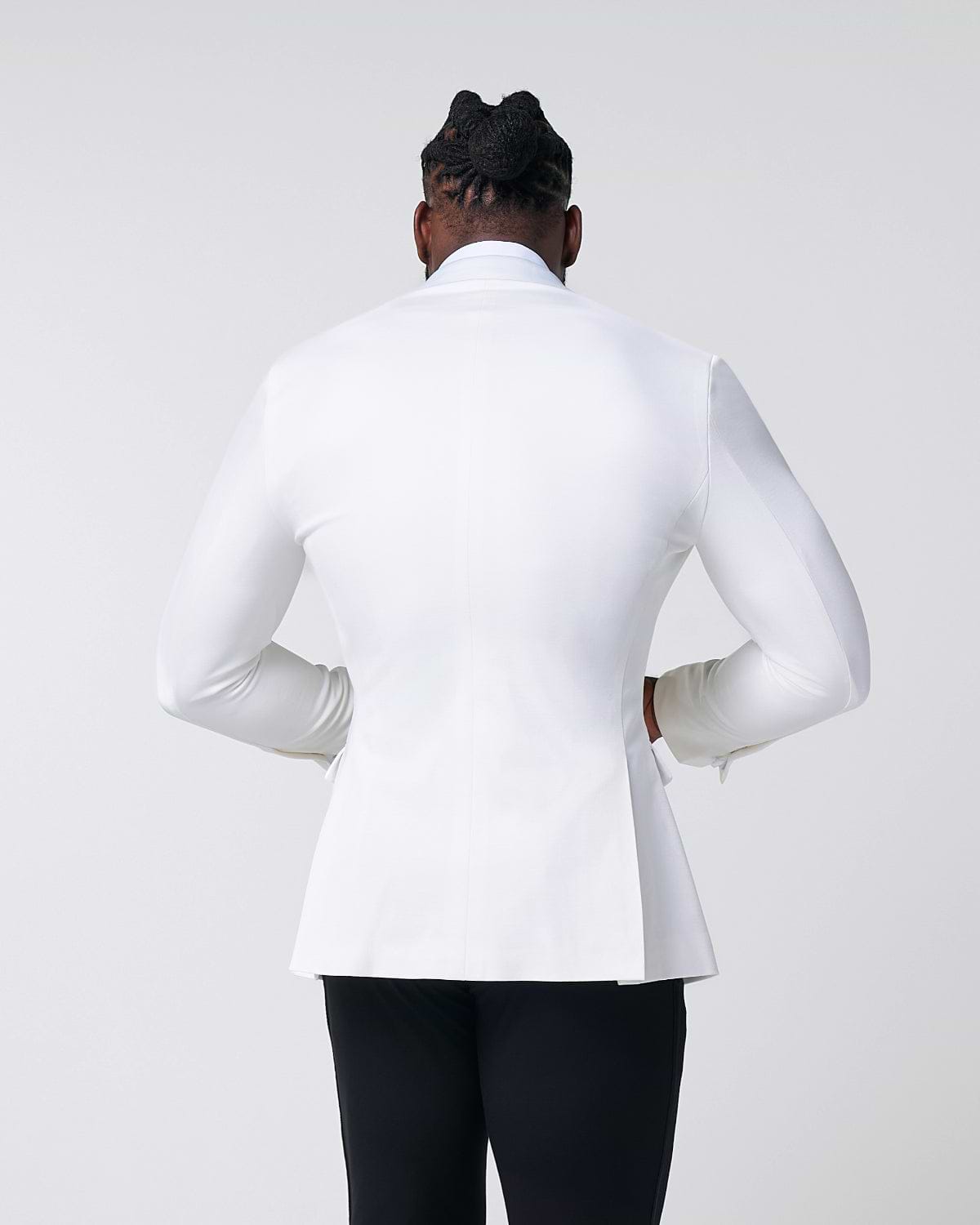 Athletic Fit Stretch Tuxedo Jacket - Solid Cream with White Shawl Lapel