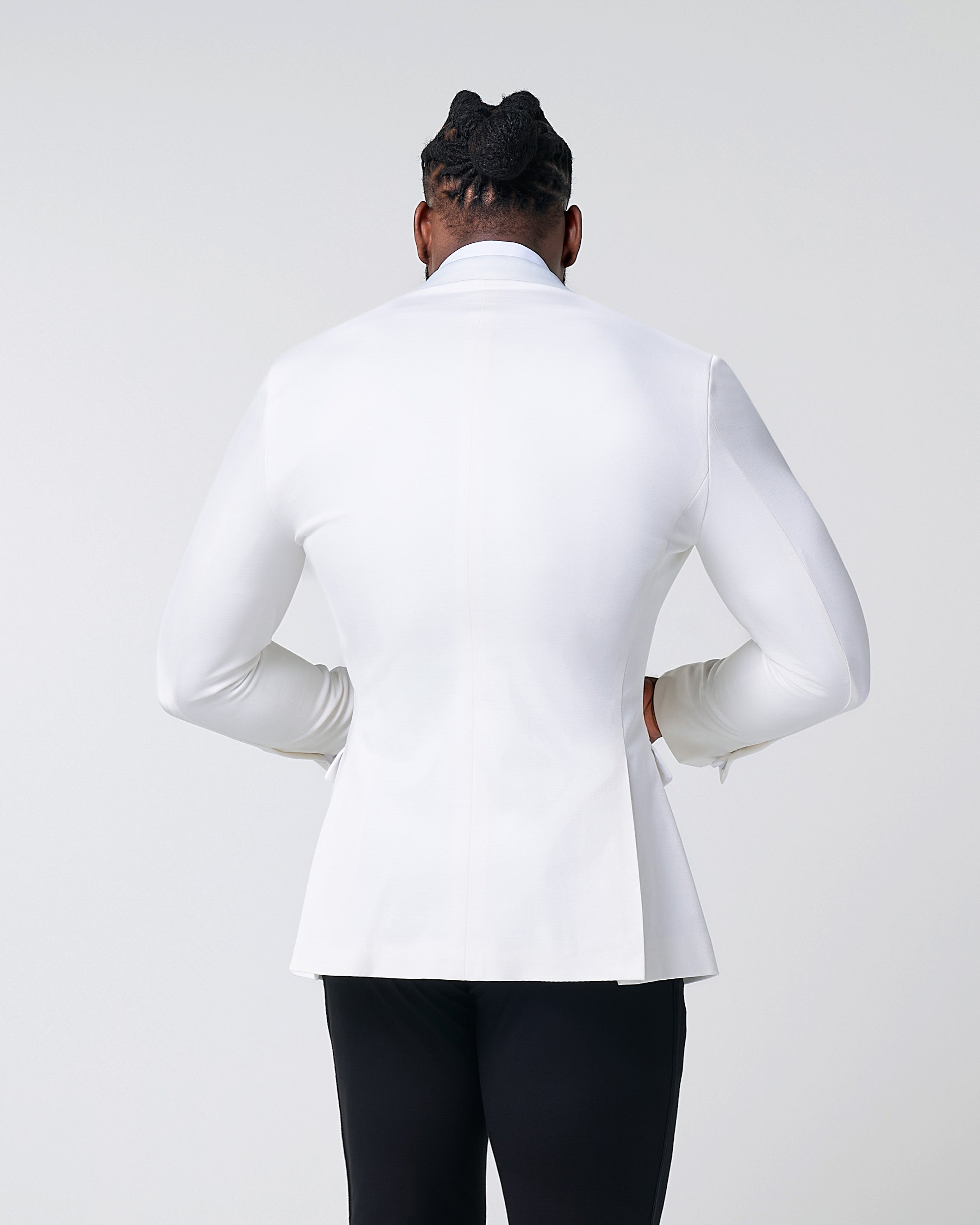 Athletic Fit Stretch Tuxedo Jacket - Solid Cream with White Shawl Lapel