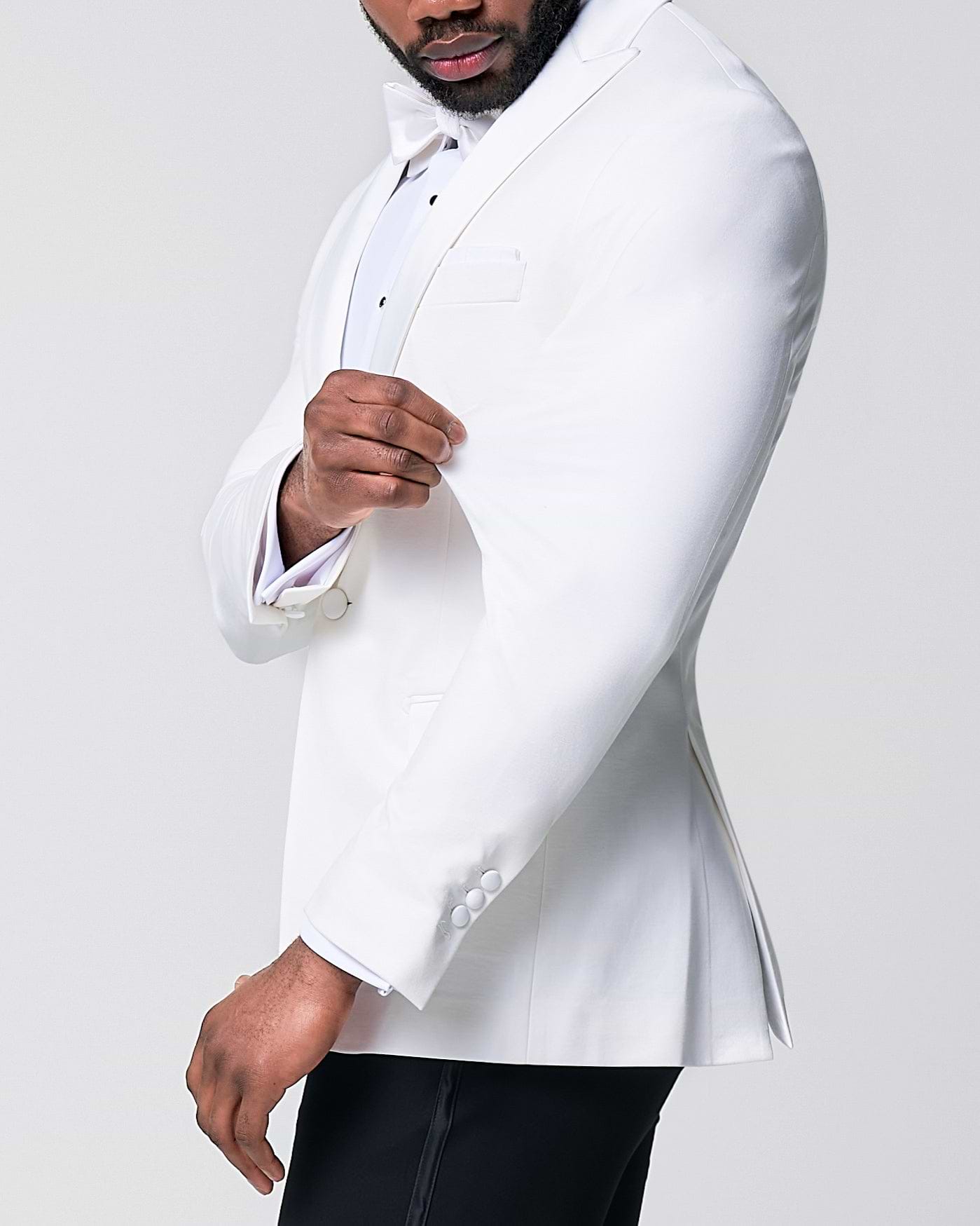 Athletic Fit Stretch Tuxedo Jacket - Solid Cream with White Shawl Lapel