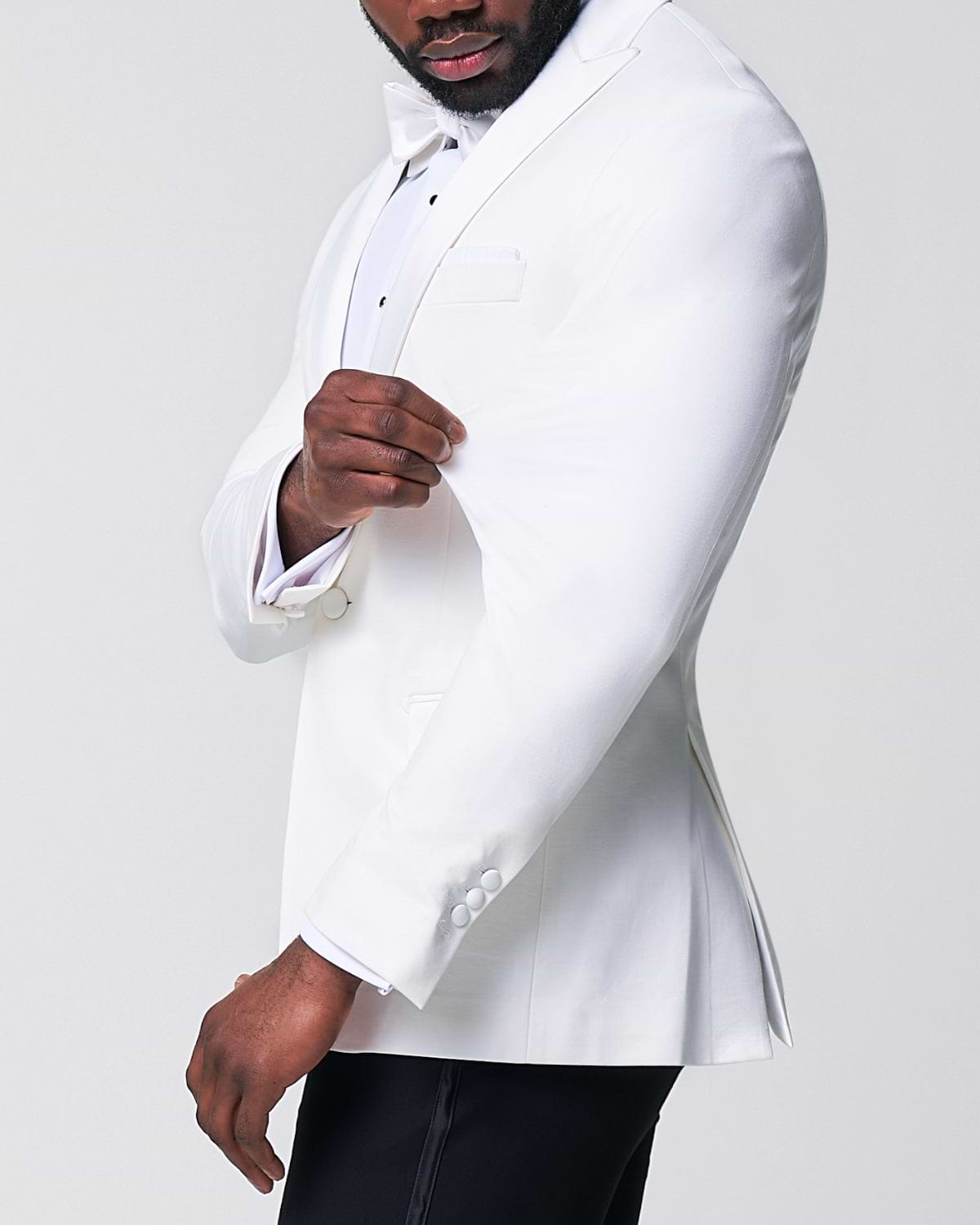 Athletic Fit Stretch Tuxedo Jacket - Solid Cream with White Shawl Lapel