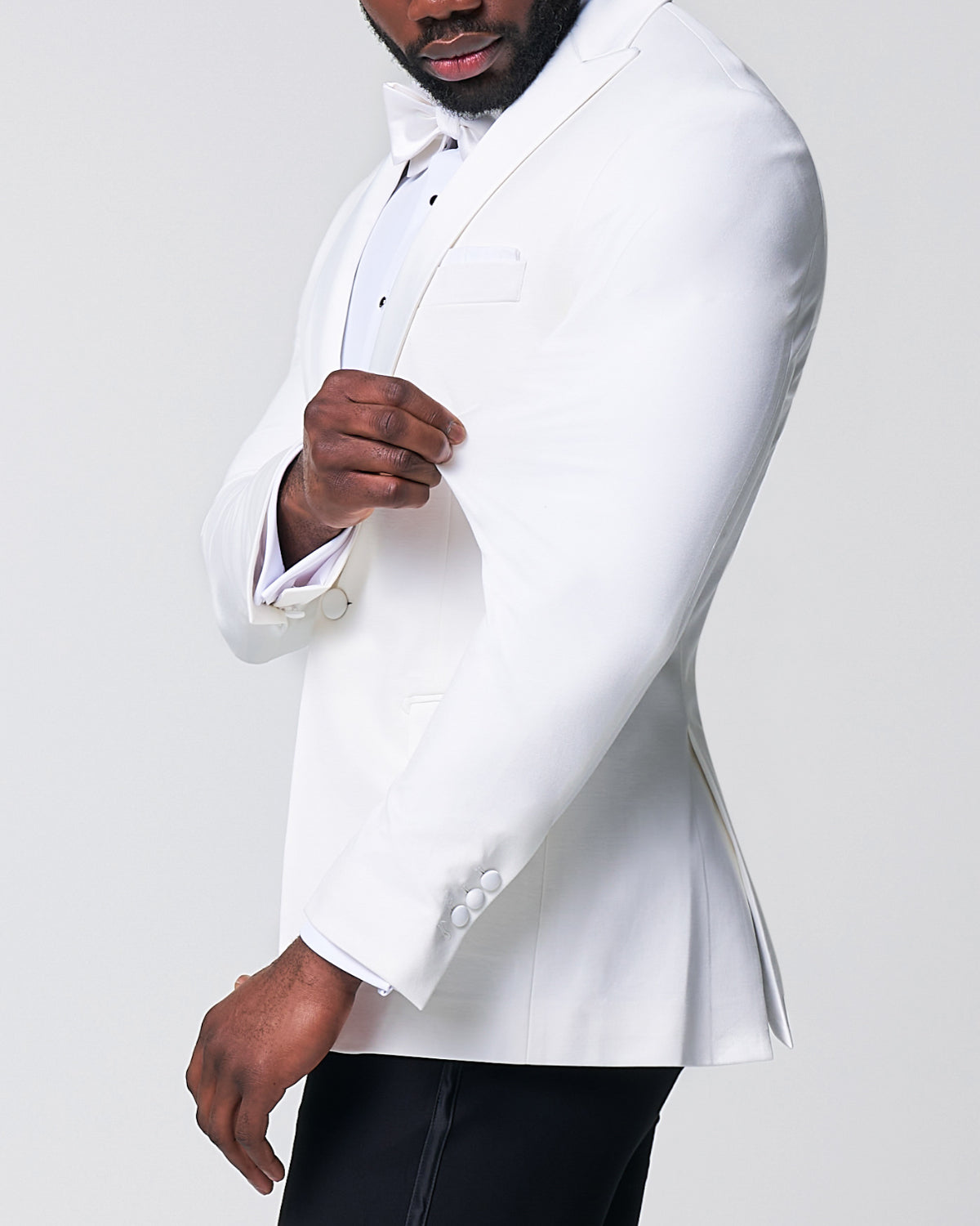 Athletic Fit Stretch Tuxedo Jacket - Solid Cream with White Shawl Lapel