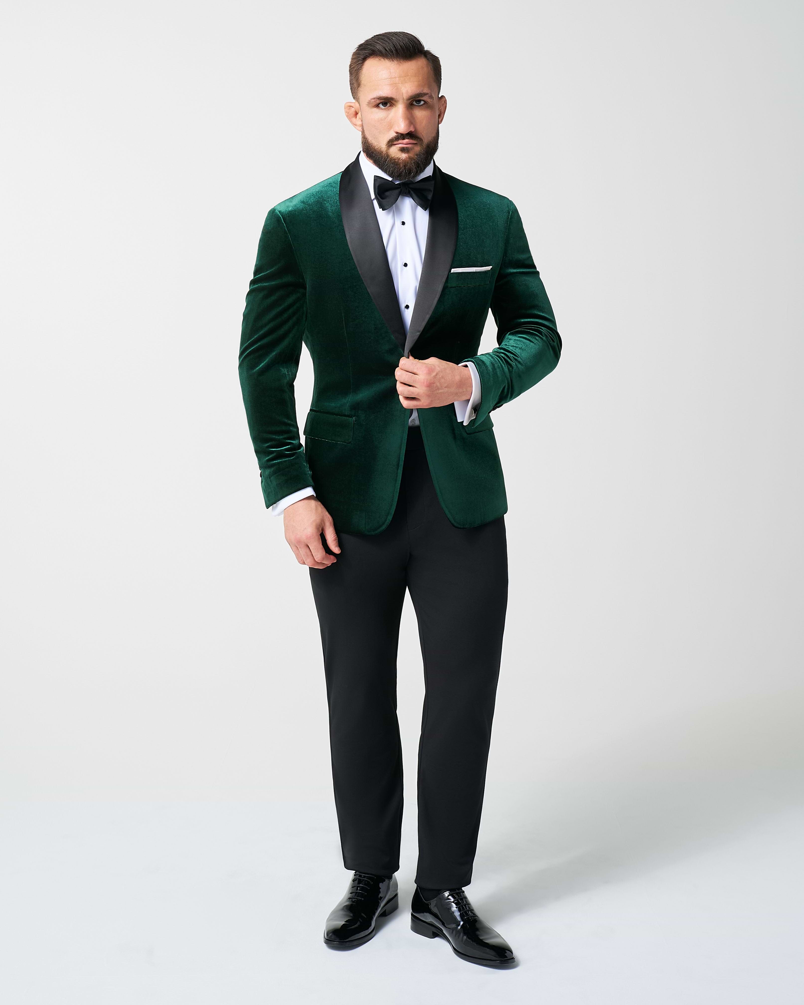 Athletic Fit Stretch Tuxedo Jacket - Green Velvet