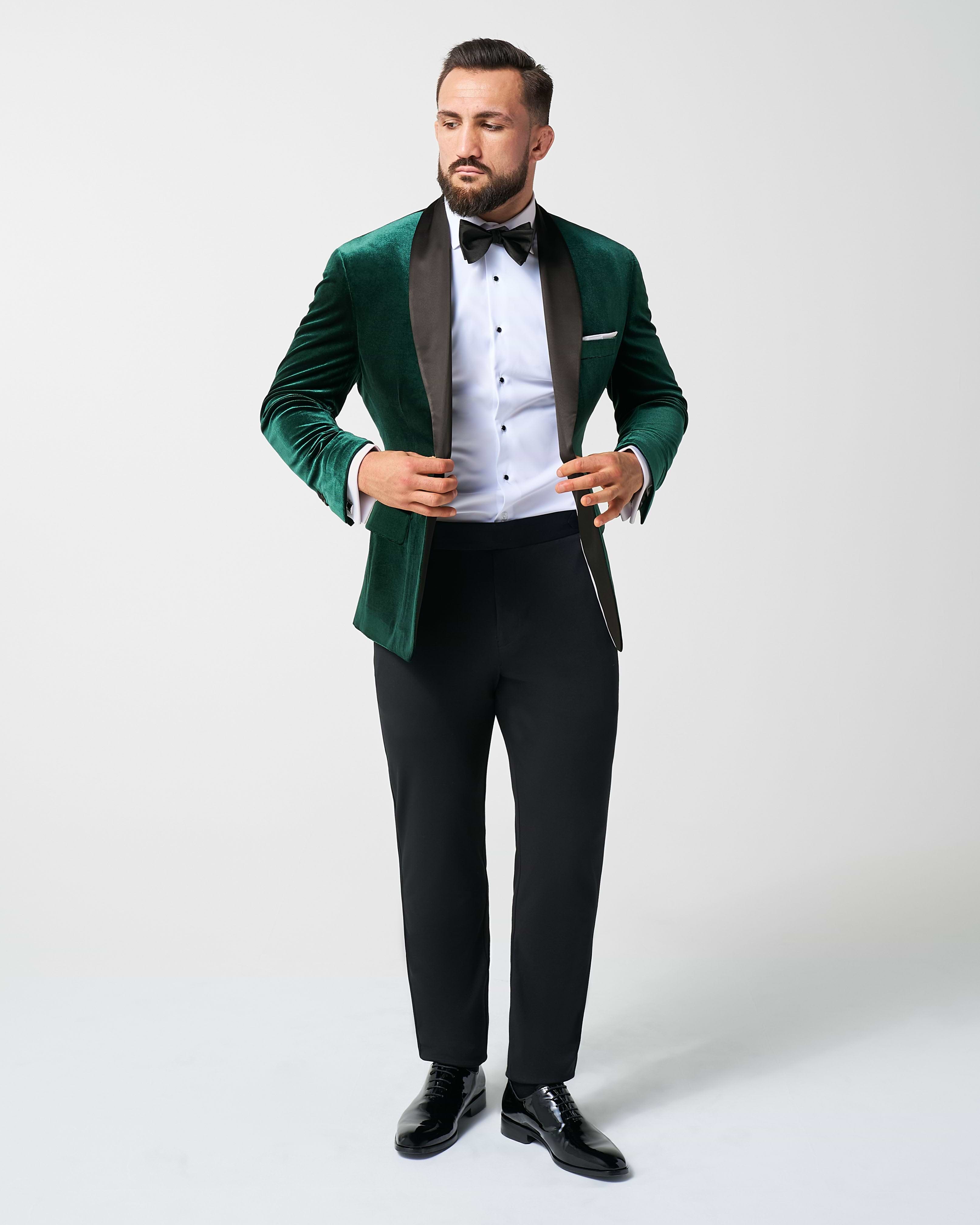 Athletic Fit Stretch Tuxedo Jacket - Green Velvet