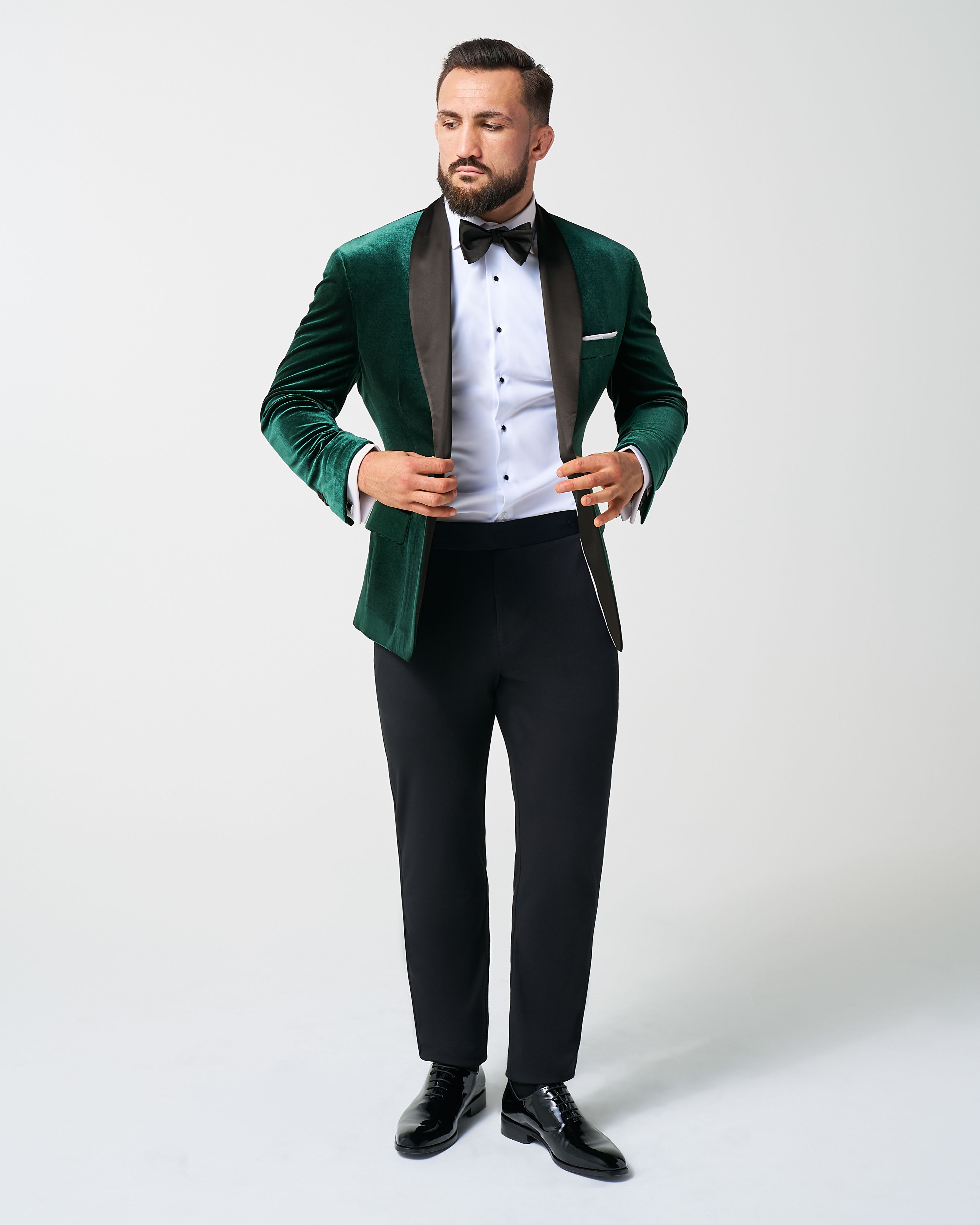 Athletic Fit Stretch Tuxedo Jacket - Green Velvet