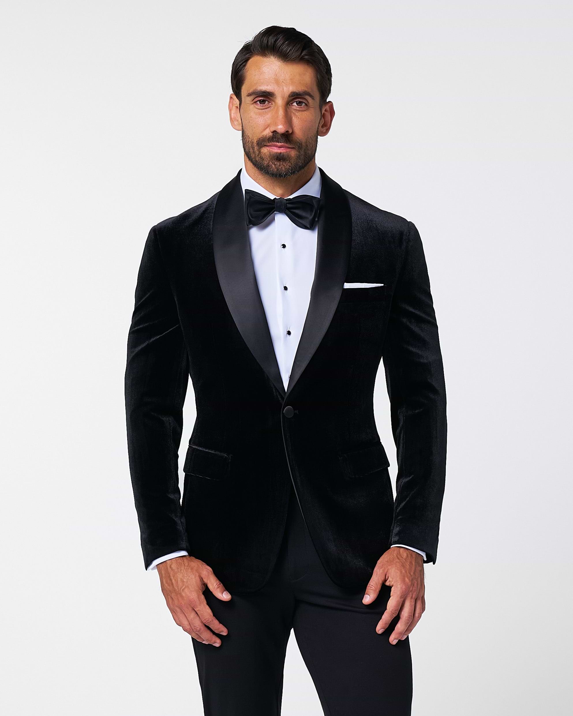 Athletic Fit Stretch Tuxedo Jacket - Black Velvet