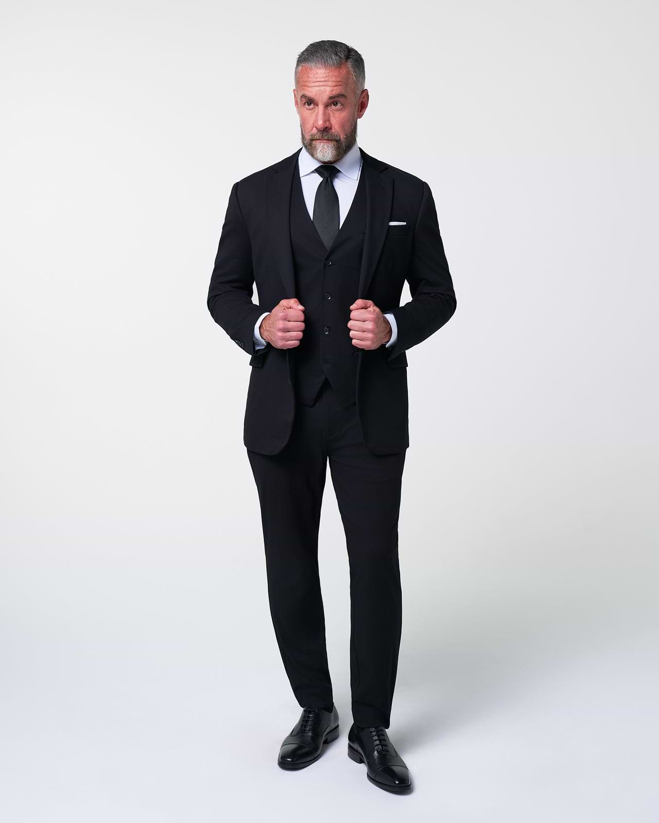 Athletic Fit Stretch Suit Vest - Black