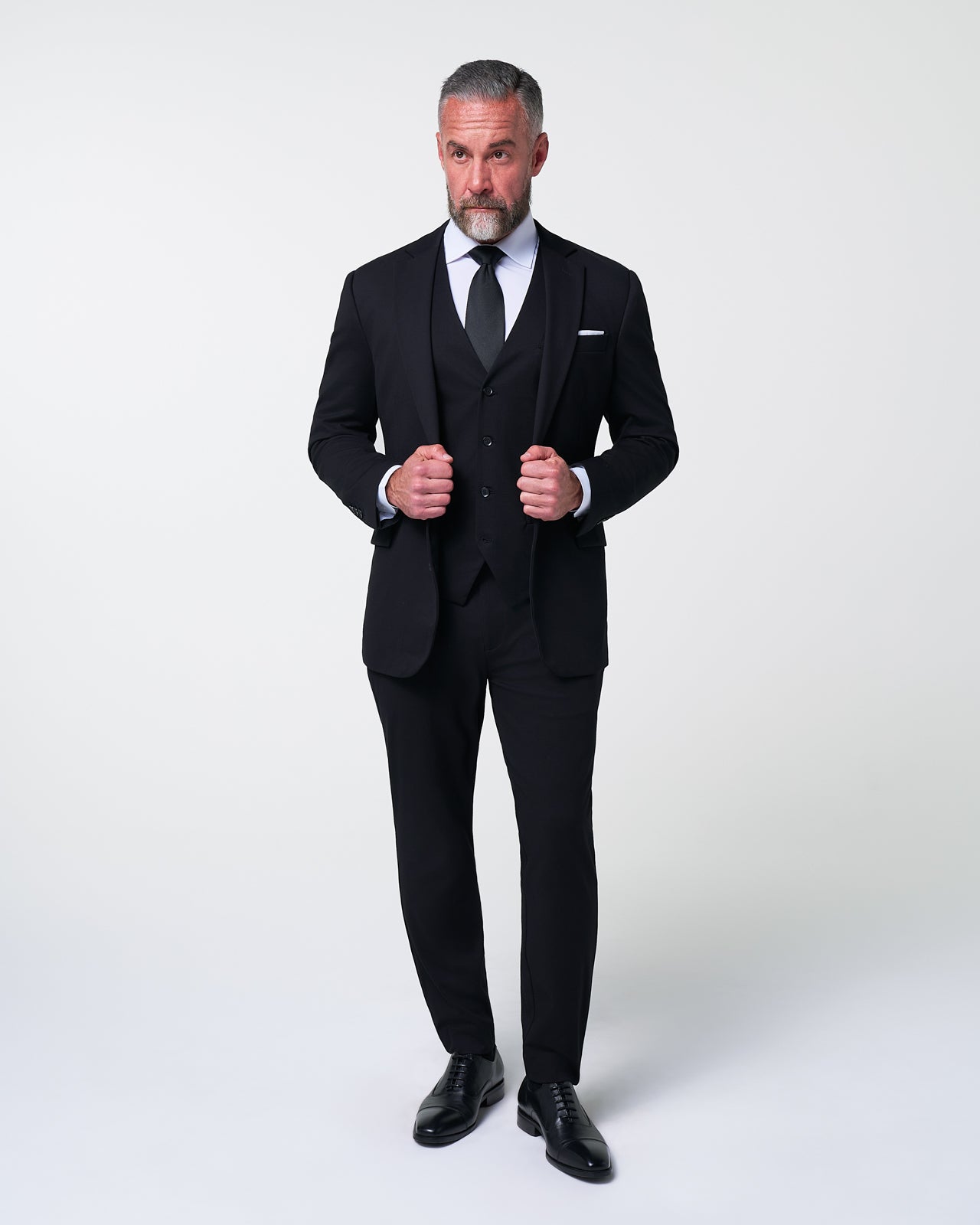 Athletic Fit Stretch Suit Vest - Black