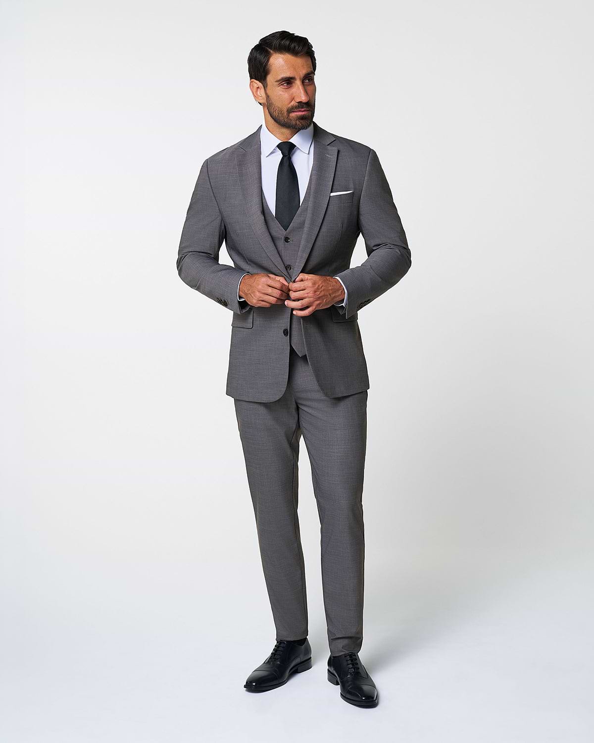 Athletic Fit Stretch Suit Vest - Heathered Grey