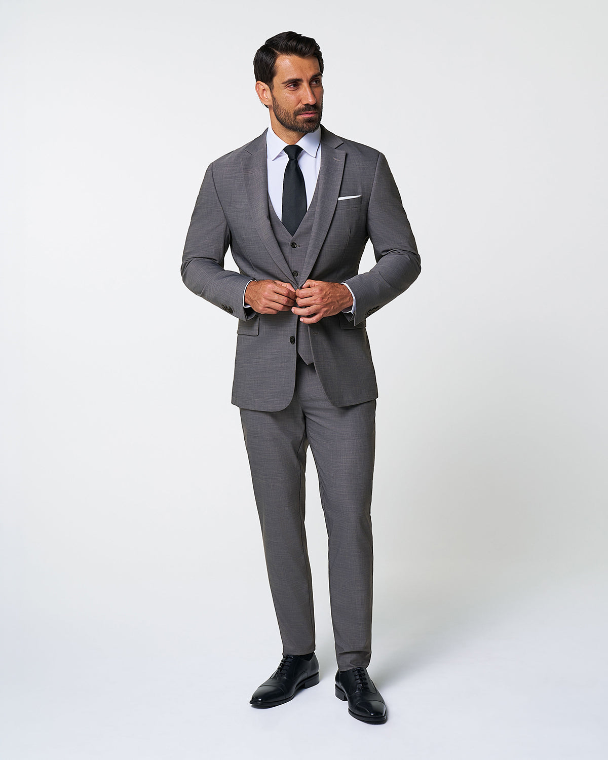 Athletic Fit Stretch Suit Vest - Heathered Grey