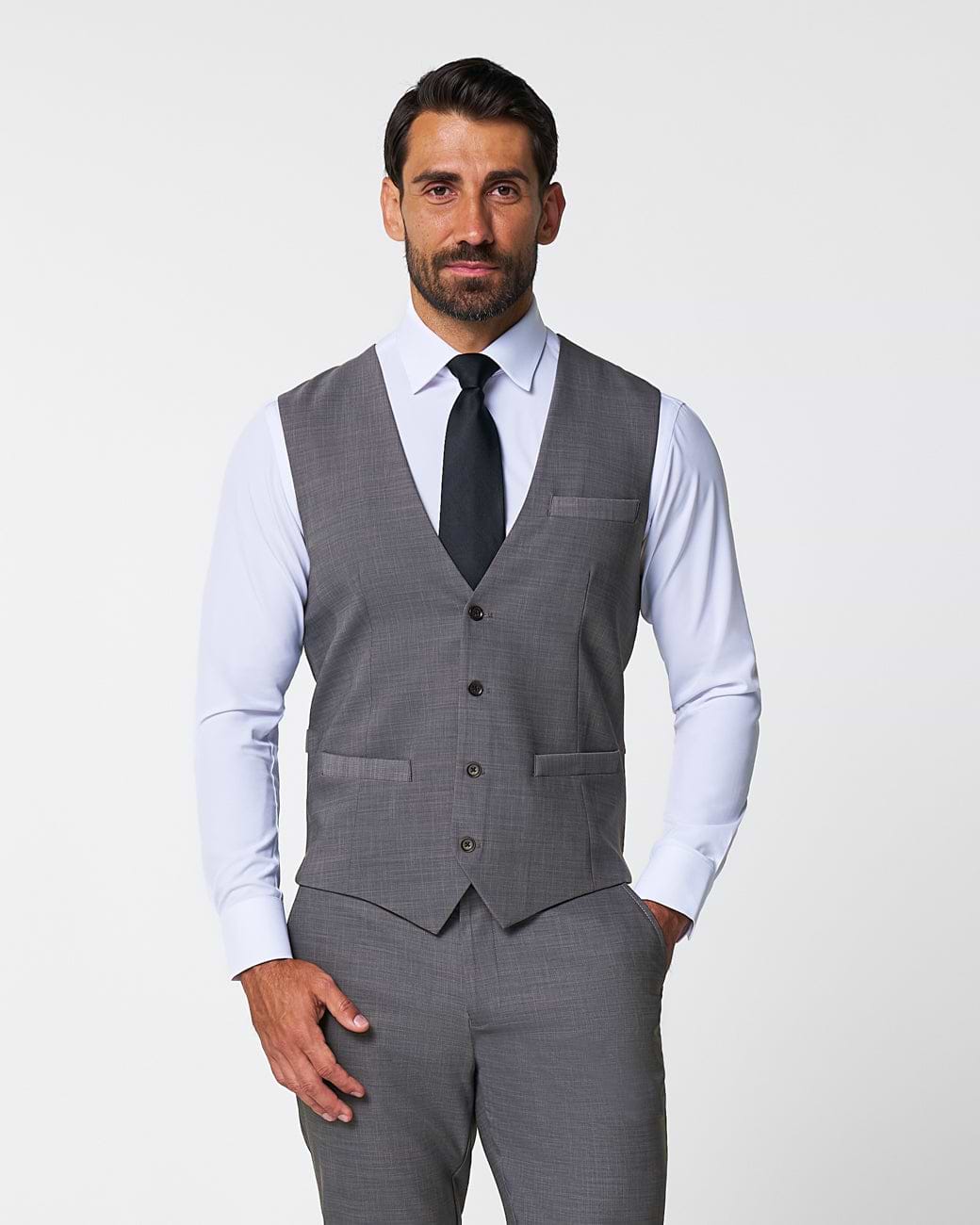 Athletic Fit Stretch Suit Vest - Heathered Grey