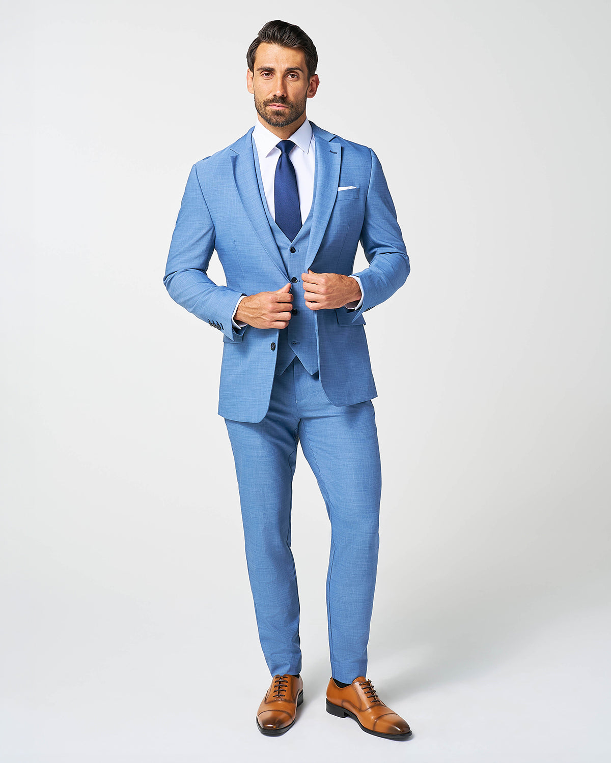 Athletic Fit Stretch Suit Vest - Heathered Light Blue