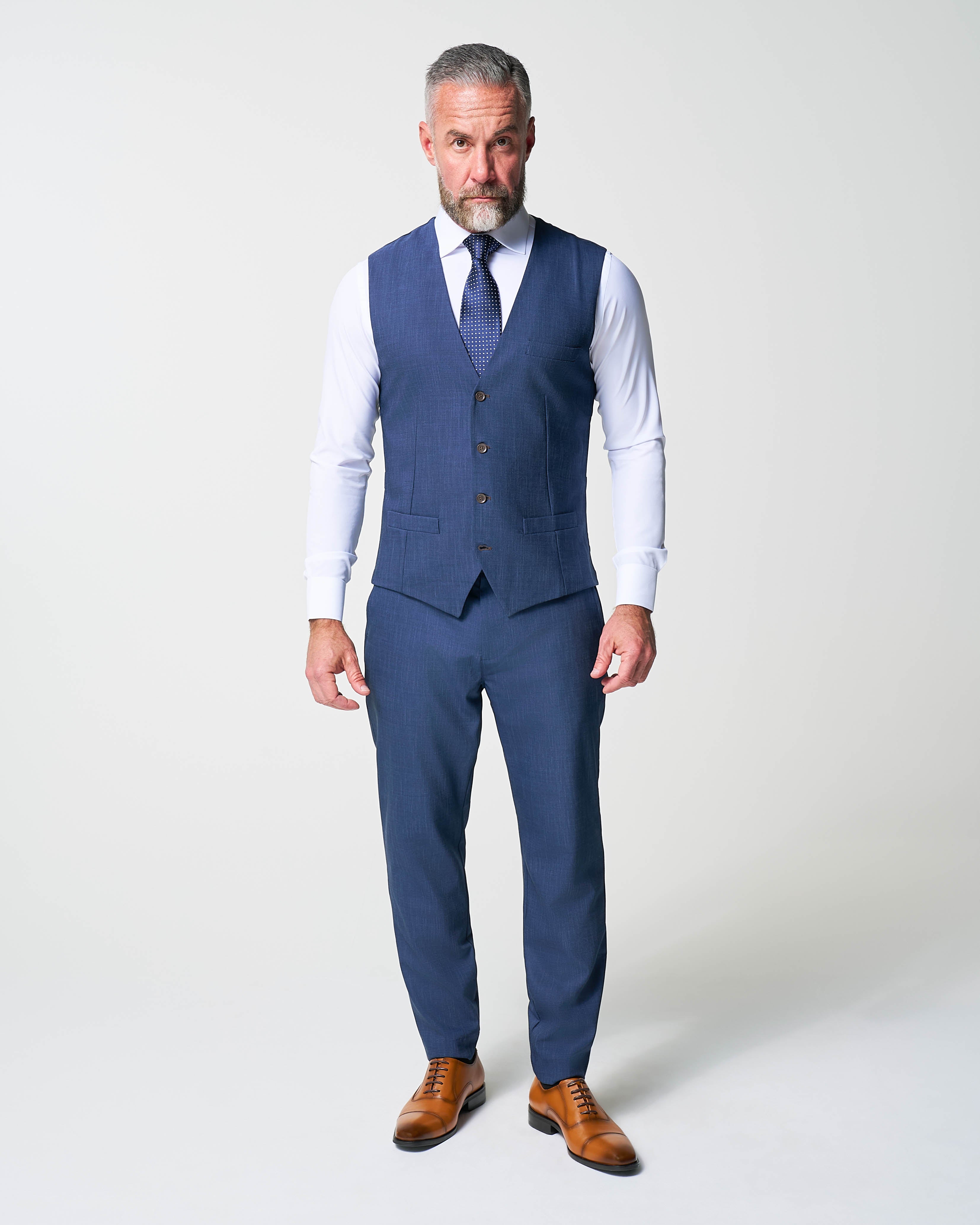 Athletic Fit Stretch Suit Vest - Heathered Navy