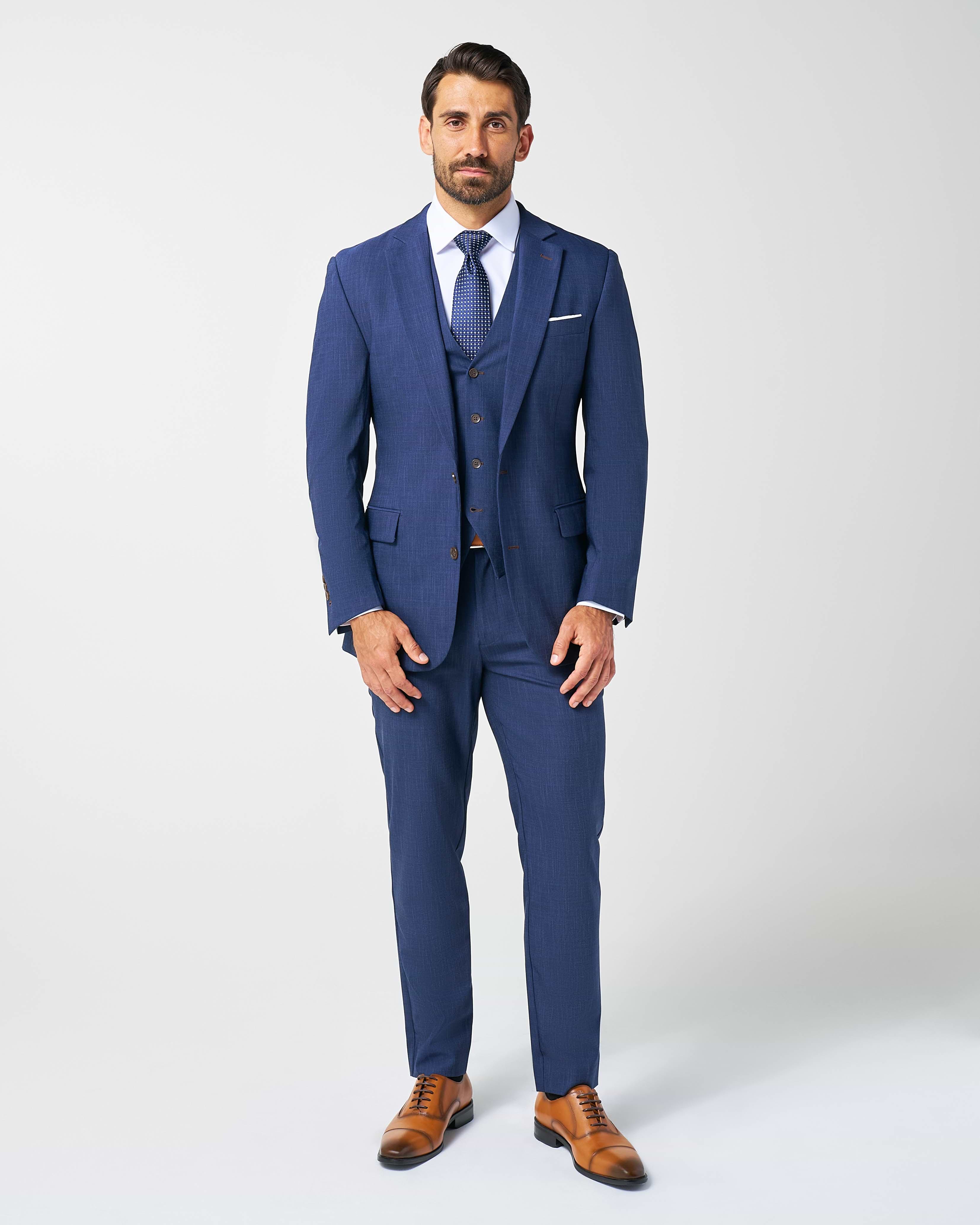 Athletic Fit Stretch Suit Vest - Heathered Navy