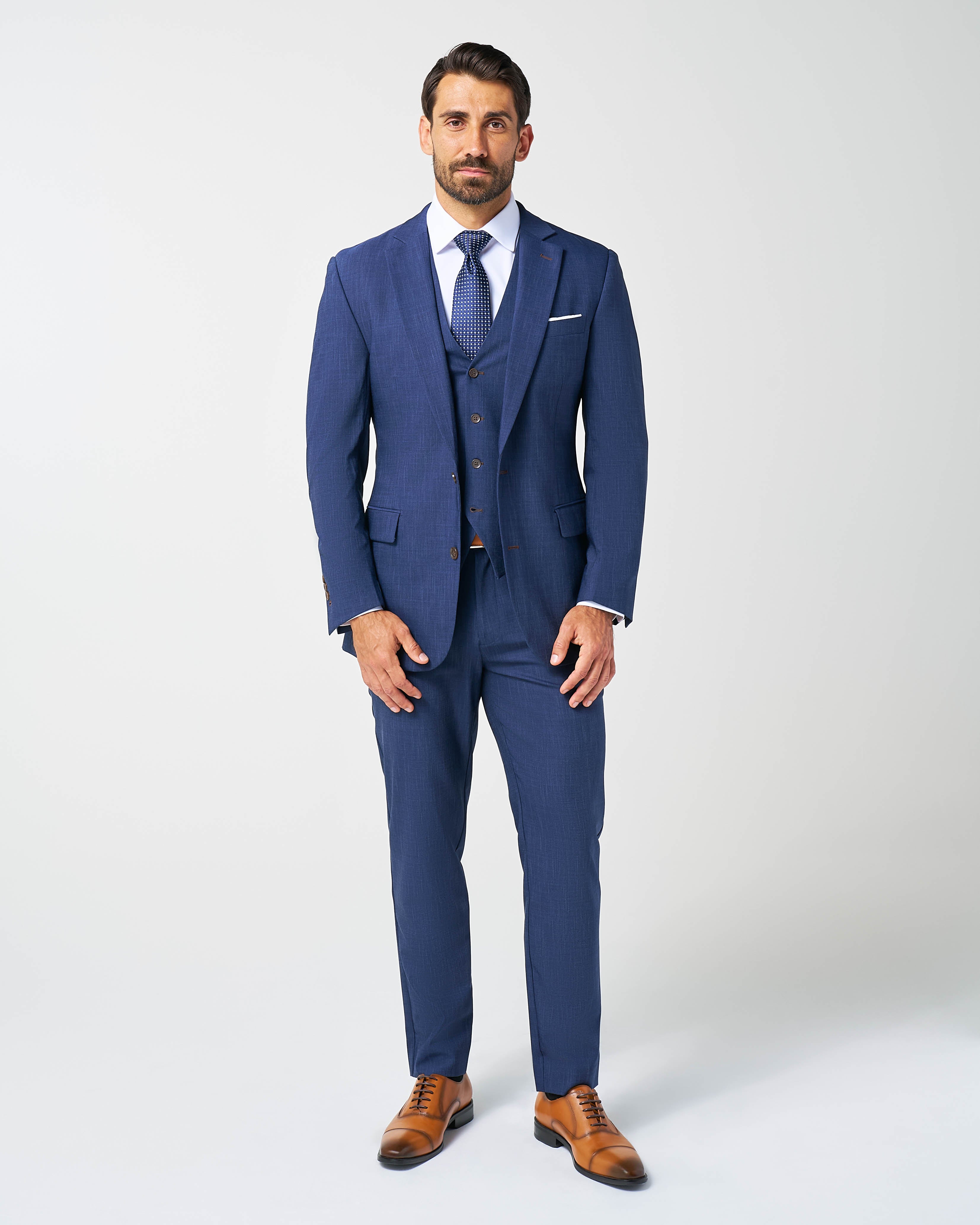 Athletic Fit Stretch Suit Vest - Heathered Navy