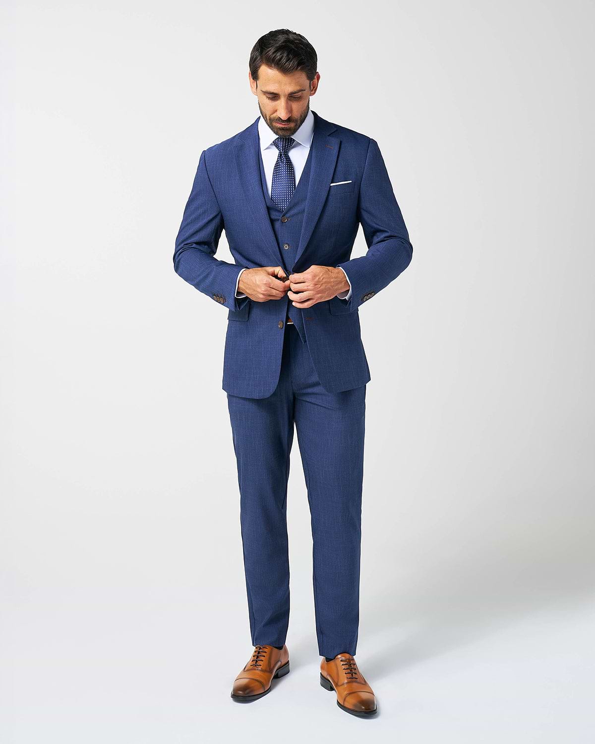 Athletic Fit Stretch Suit Vest - Heathered Navy