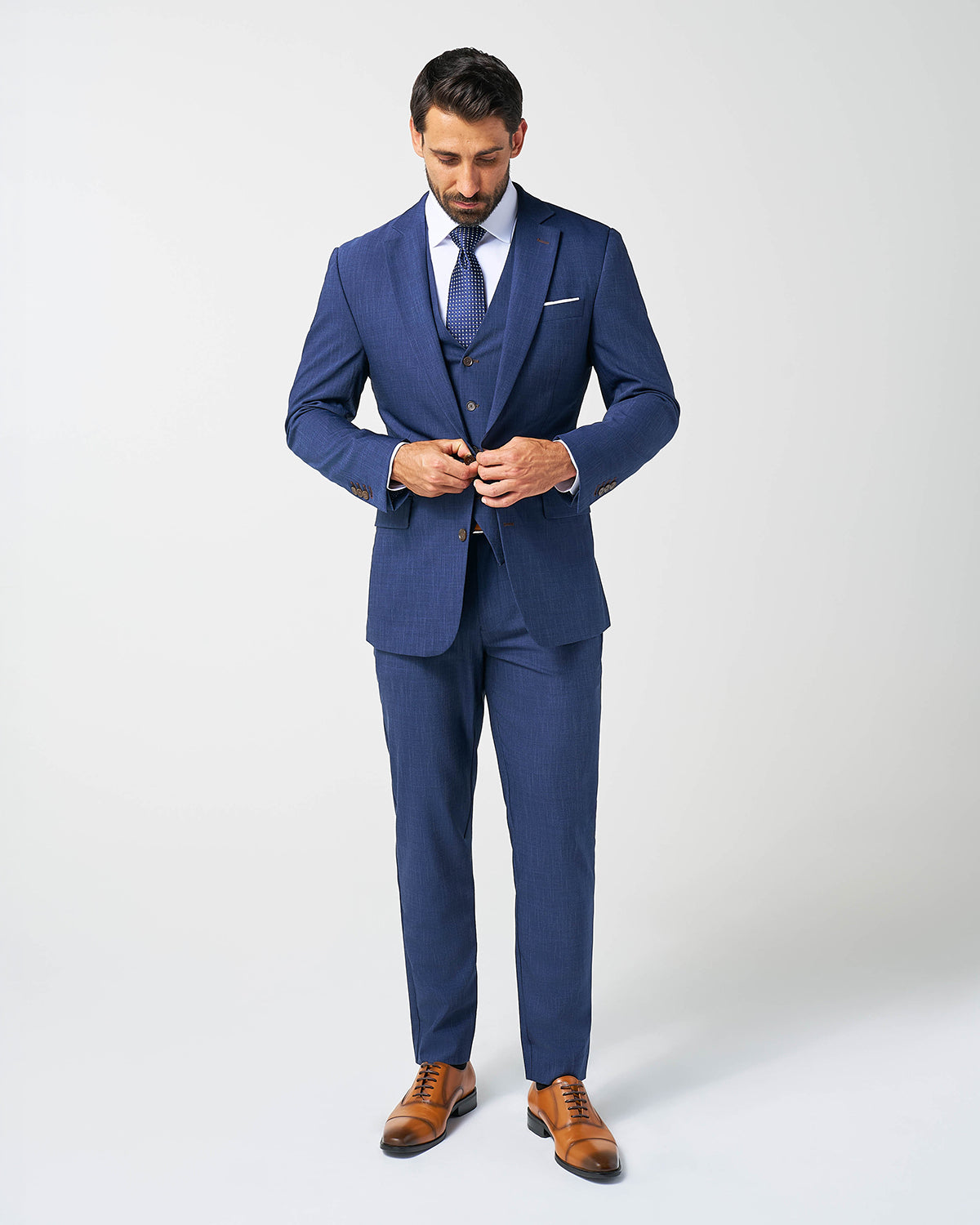 Athletic Fit Stretch Suit Vest - Heathered Navy