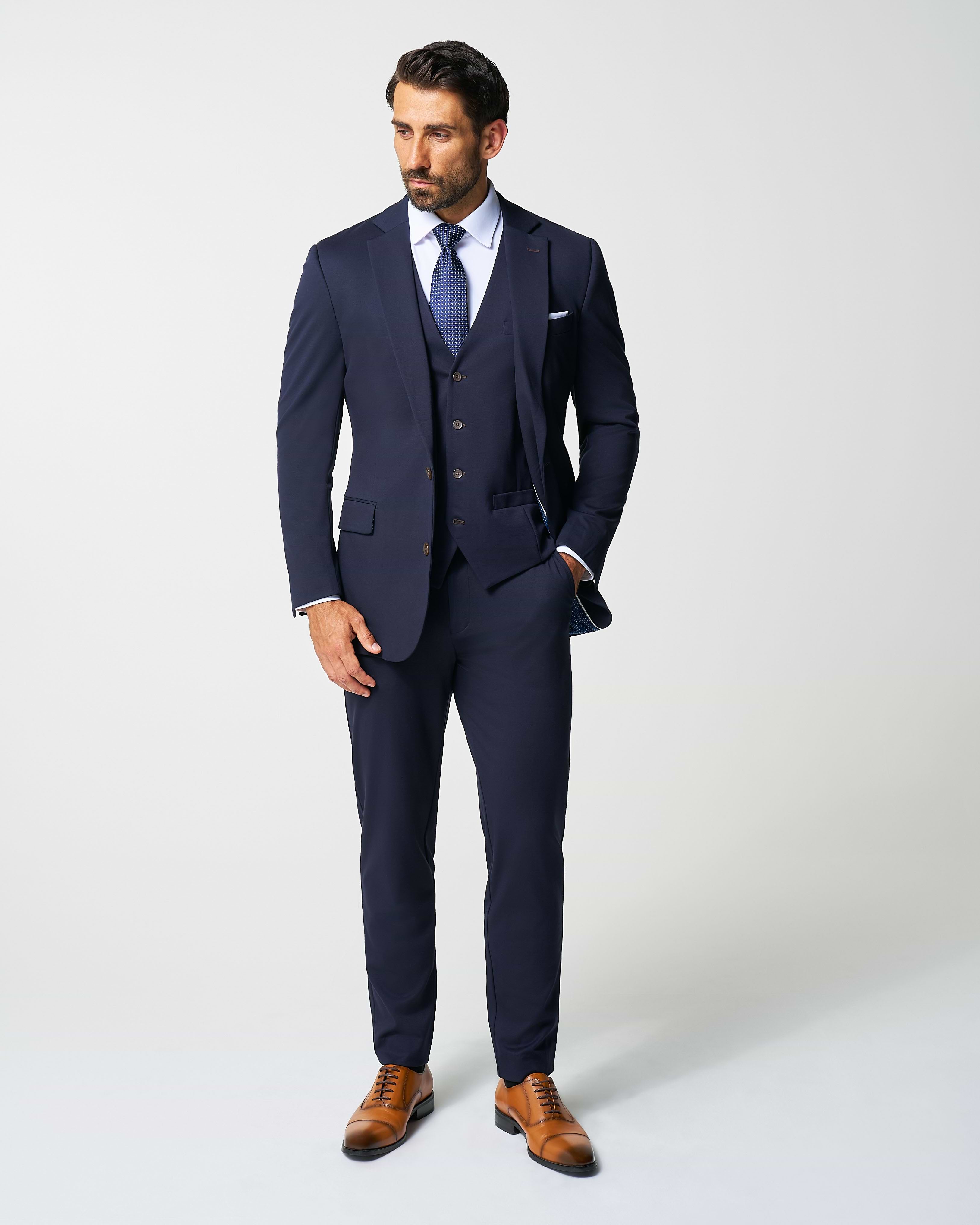 Athletic Fit Stretch Suit Vest - Navy