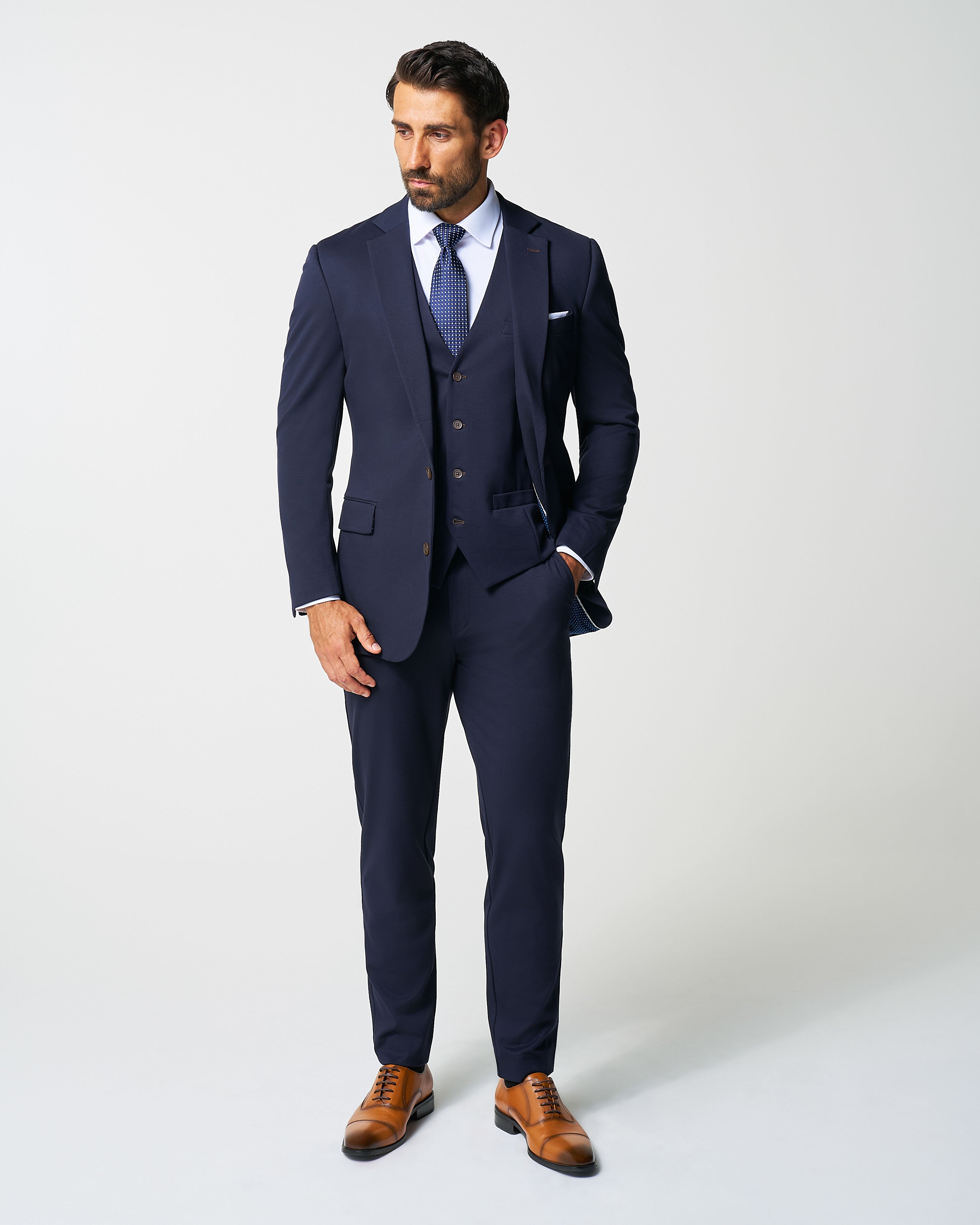 Athletic Fit Stretch Suit Vest - Navy