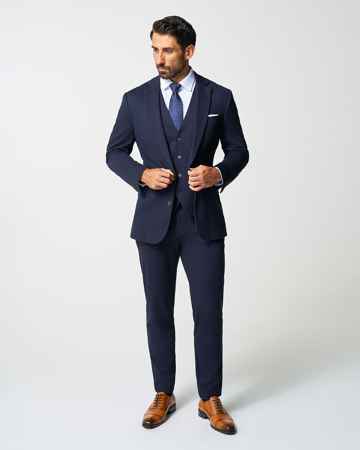 Athletic Fit Stretch Suit Vest - Navy