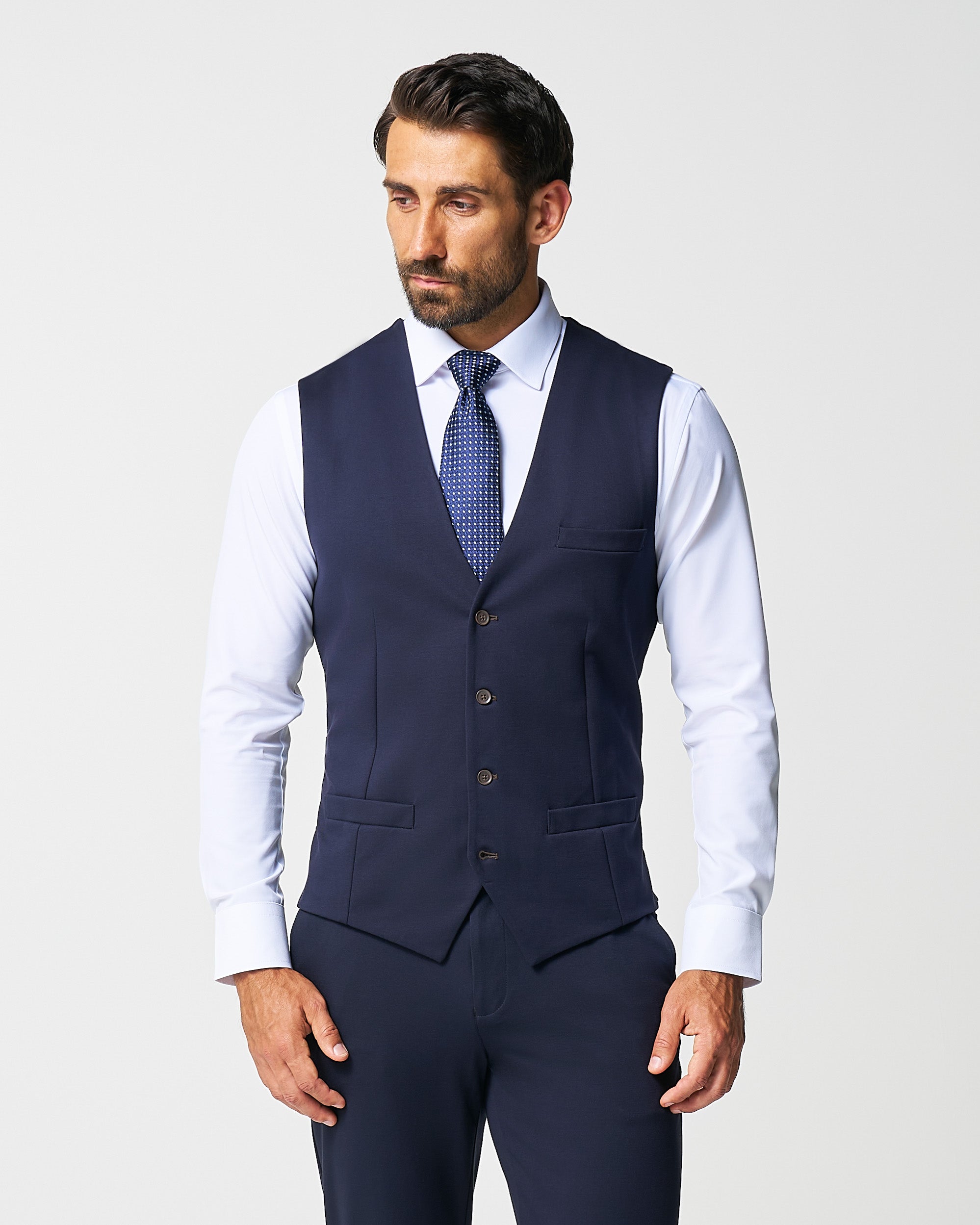 Athletic Fit Stretch Suit Vest - Navy