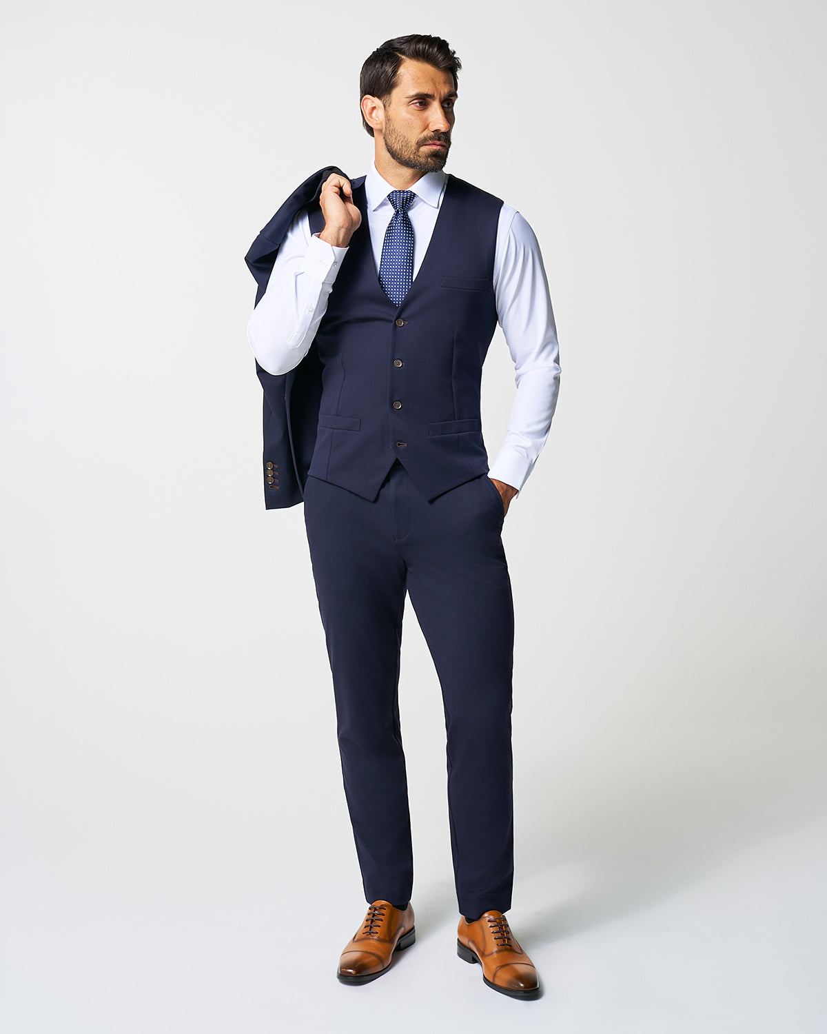 Athletic Fit Stretch Suit Vest - Navy