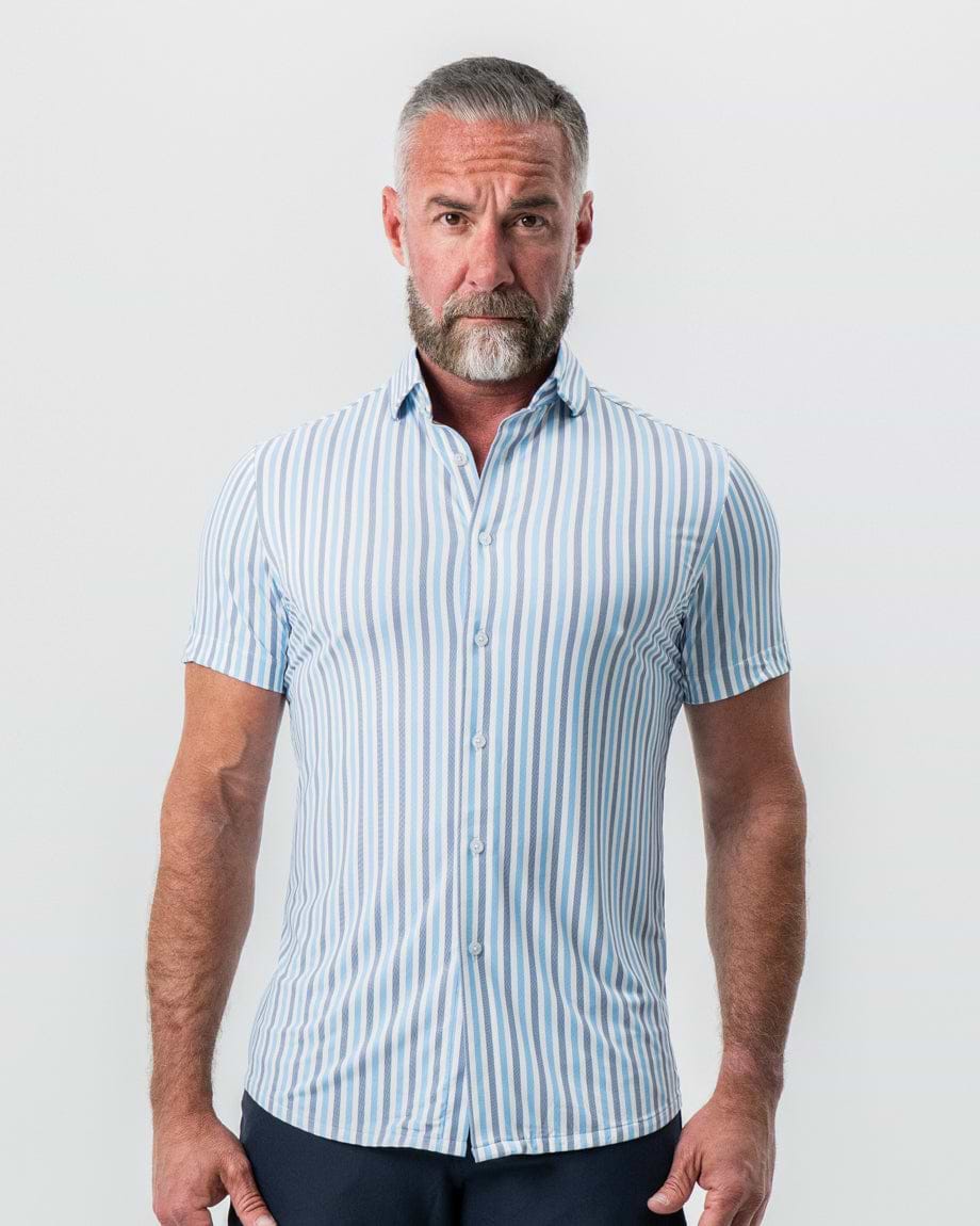 "The Vito" Blue, Navy, and White Striped