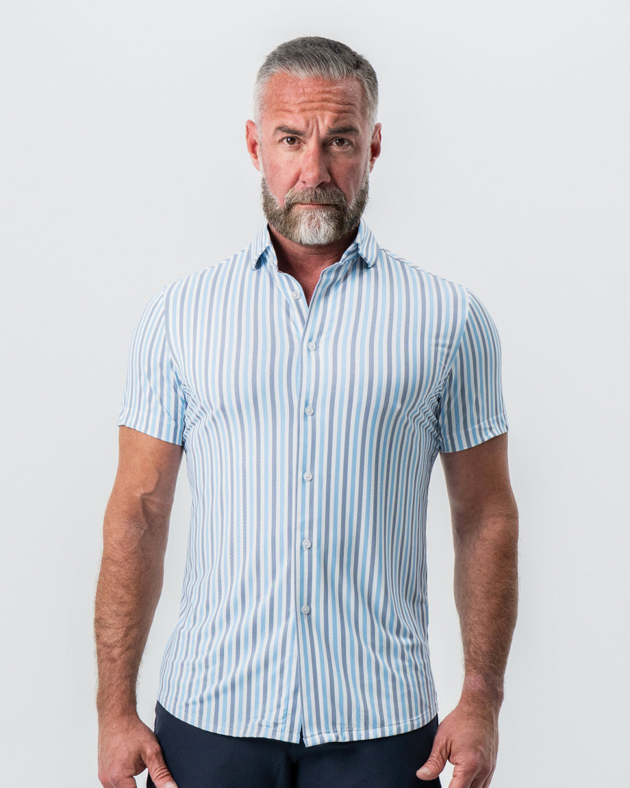 "The Vito" Blue, Navy, and White Striped