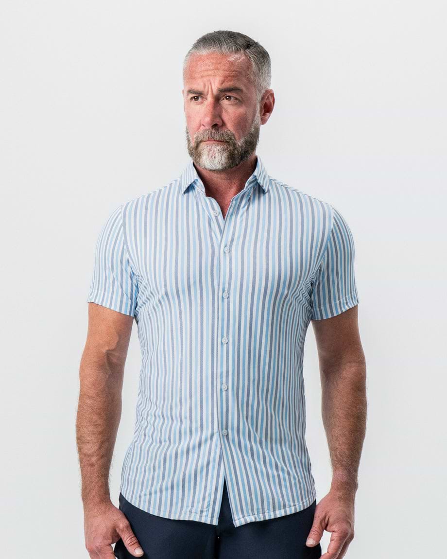 "The Vito" Blue, Navy, and White Striped