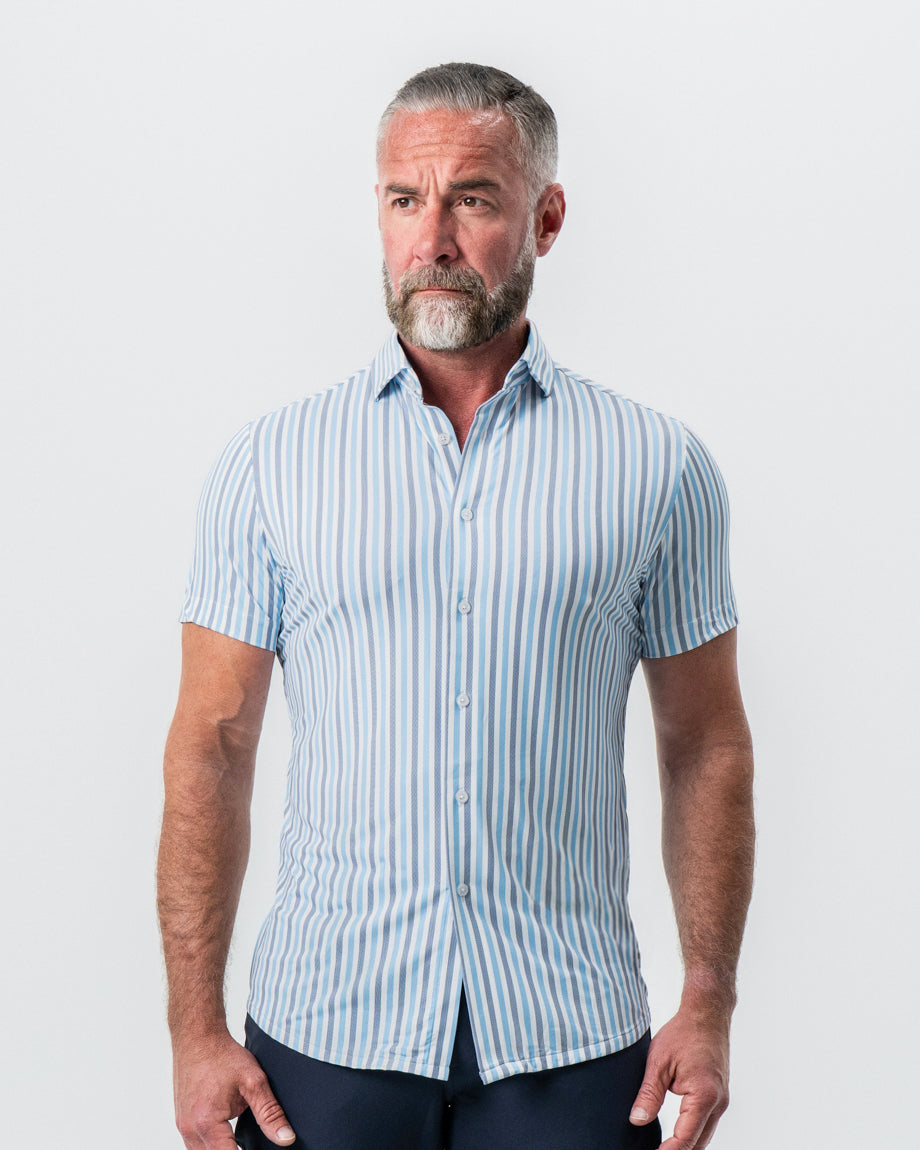 "The Vito" Blue, Navy, and White Striped