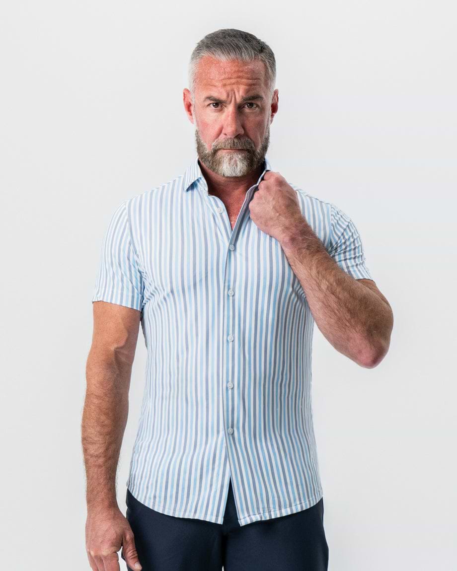 "The Vito" Blue, Navy, and White Striped