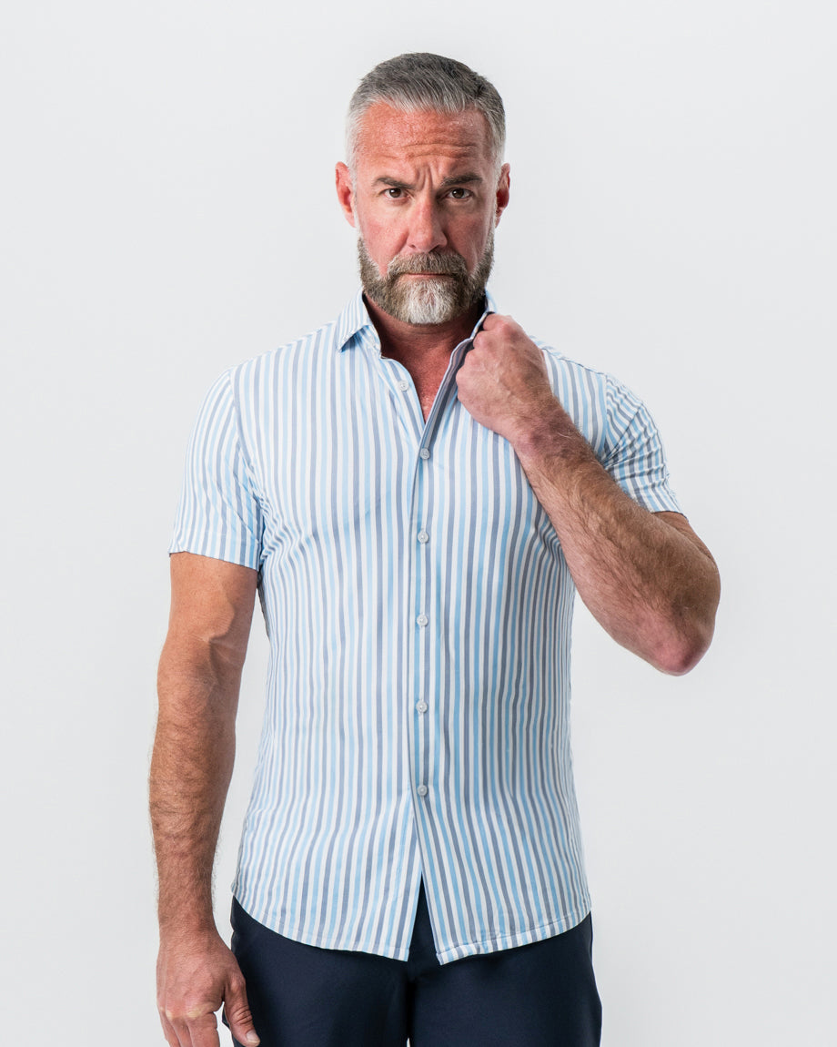 "The Vito" Blue, Navy, and White Striped