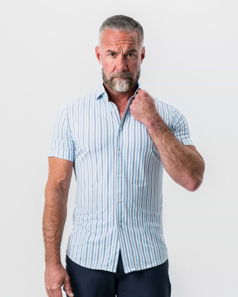 "The Vito" Blue, Navy, and White Striped