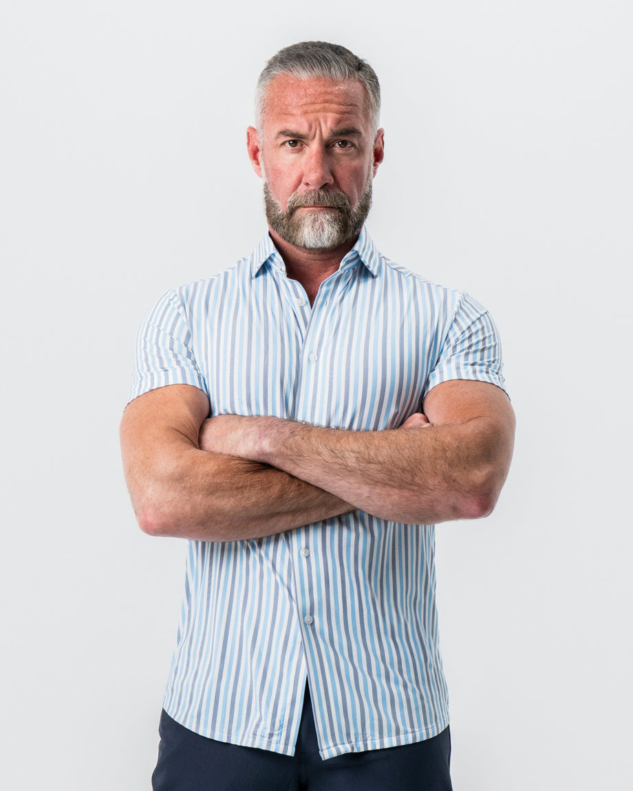 "The Vito" Blue, Navy, and White Striped