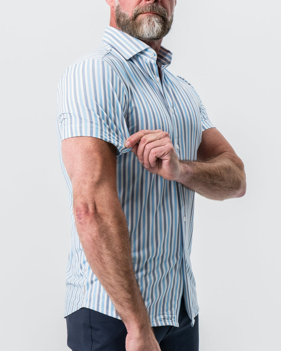 "The Vito" Blue, Navy, and White Striped