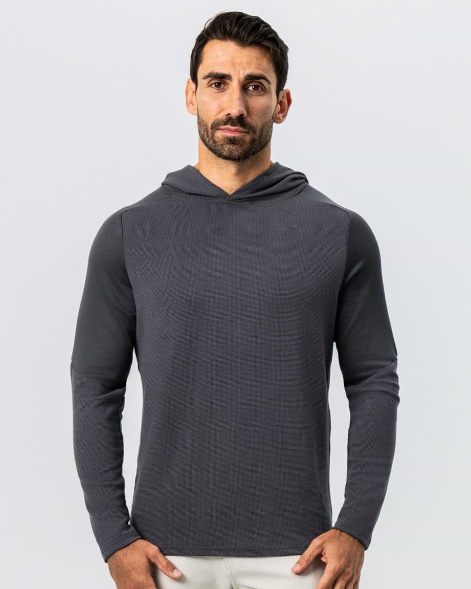 Waffle Knit Hoodie - Charcoal