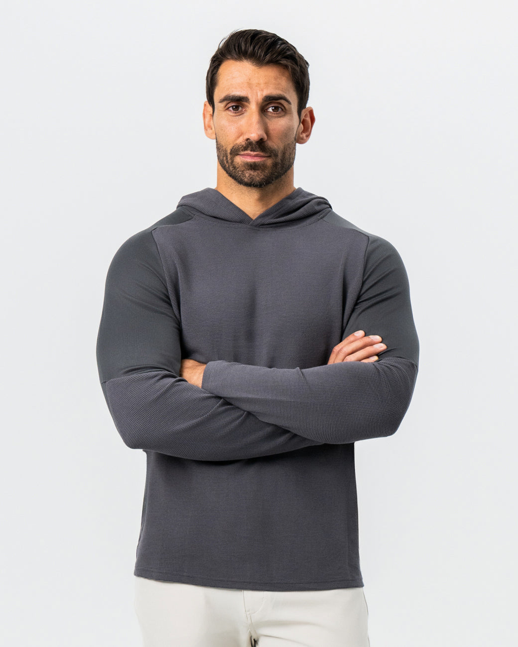 Waffle Knit Hoodie - Charcoal