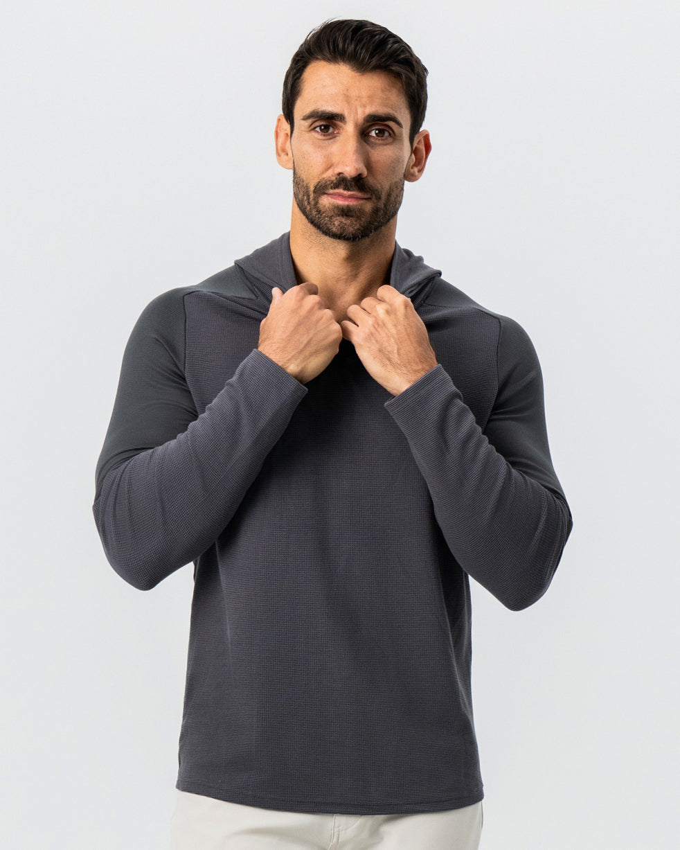 Waffle Knit Hoodie - Charcoal