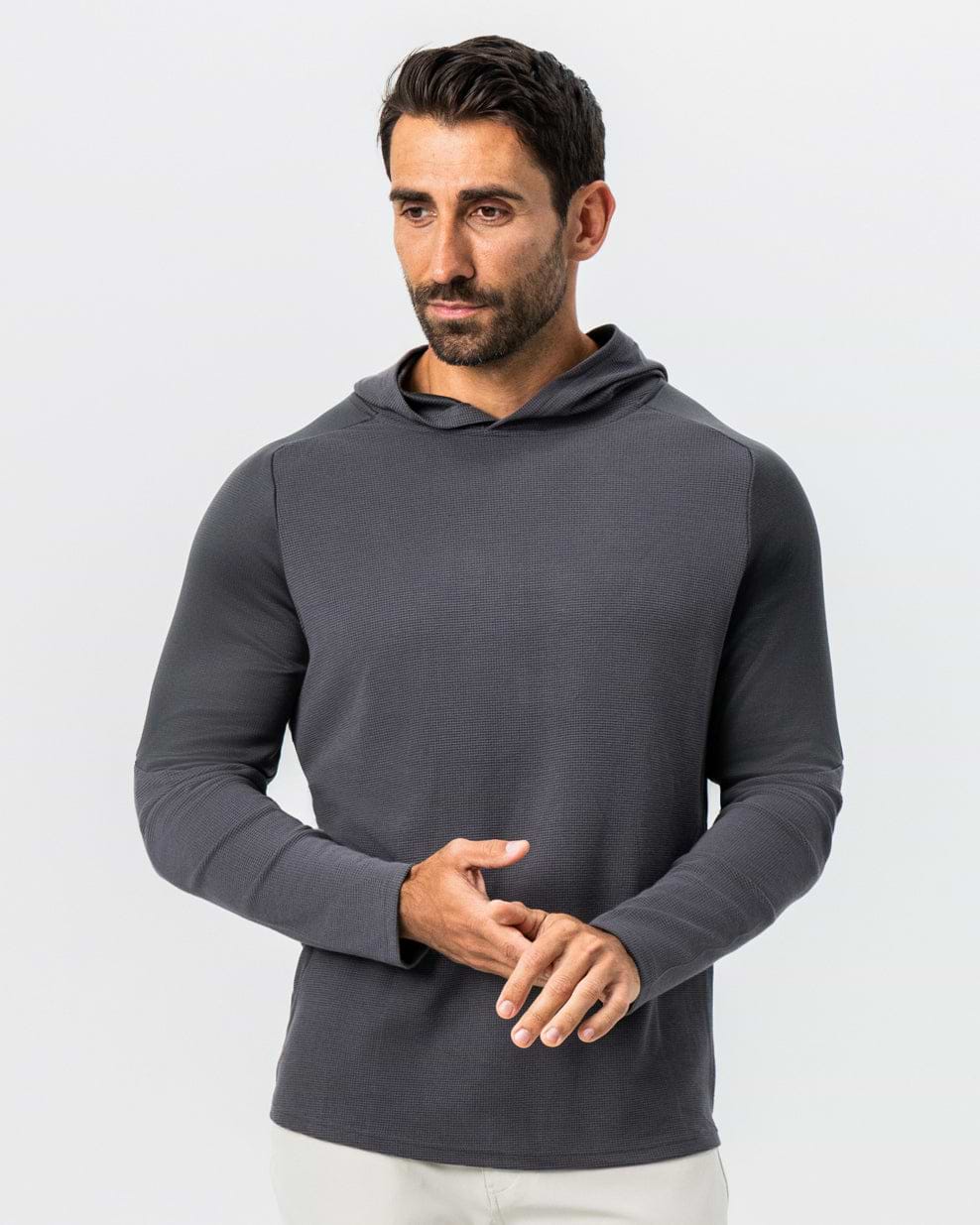 Waffle Knit Hoodie - Charcoal