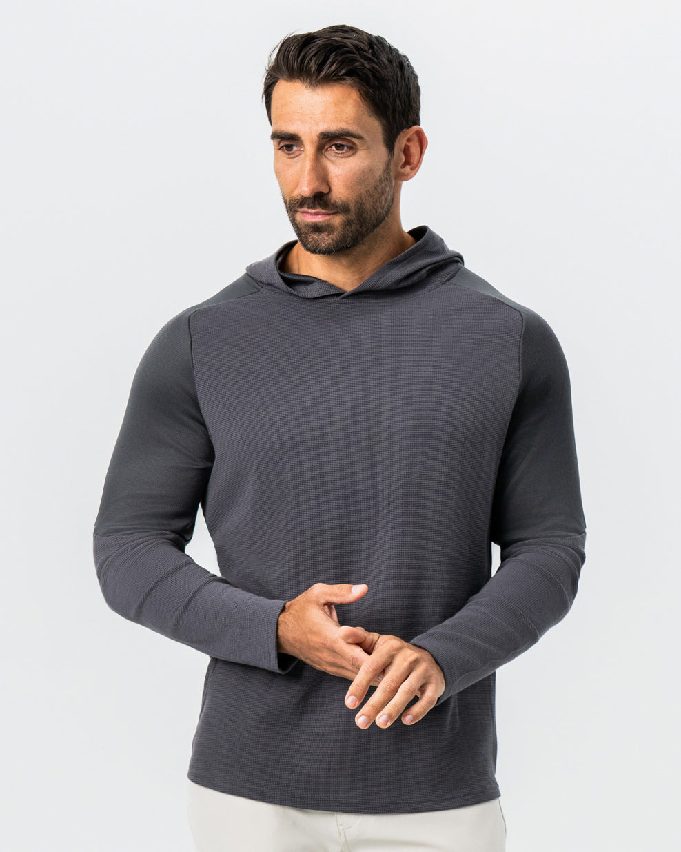 Waffle Knit Hoodie - Charcoal